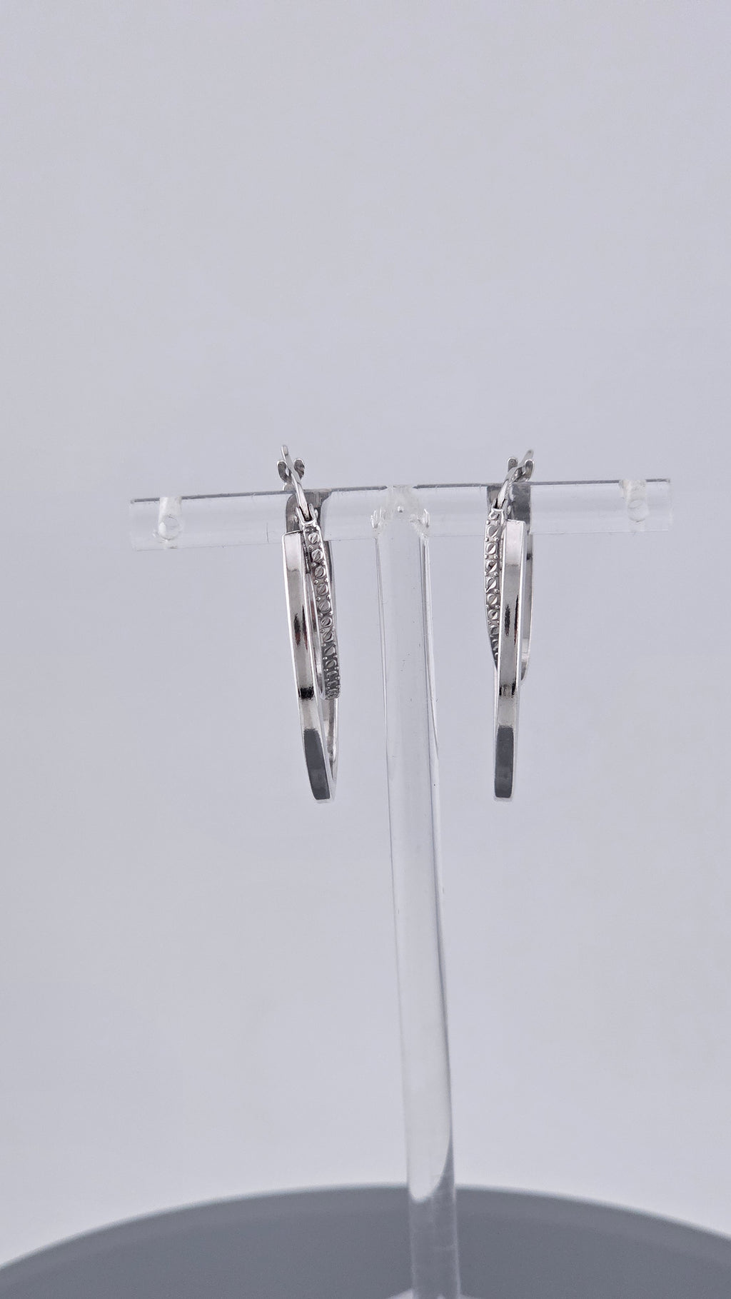 925 Sterling Silver Textured Double Hoop Earrings