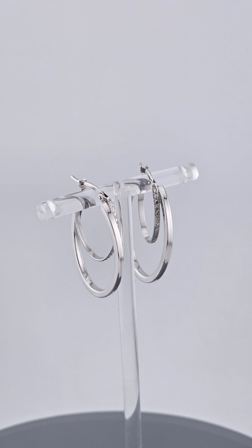 925 Sterling Silver Textured Double Hoop Earrings
