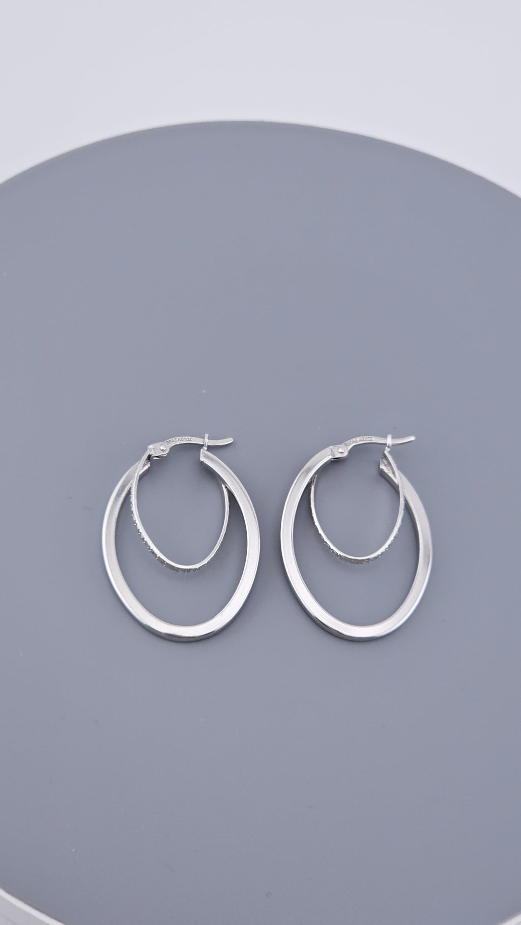 925 Sterling Silver Textured Double Hoop Earrings