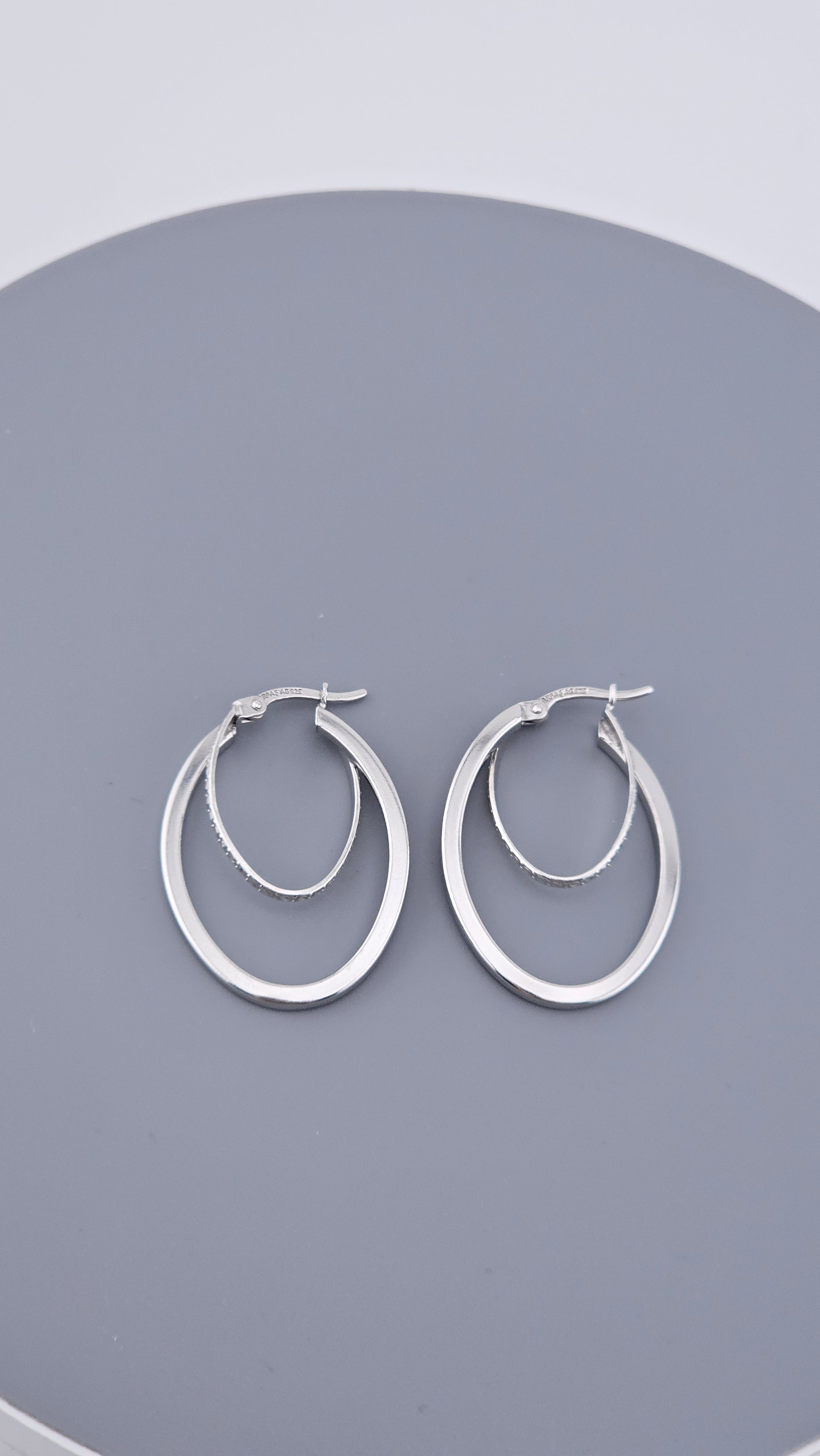 925 Sterling Silver Textured Double Hoop Earrings