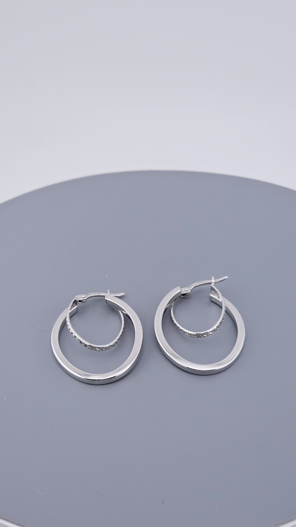 925 Sterling Silver Textured Double Hoop Earrings