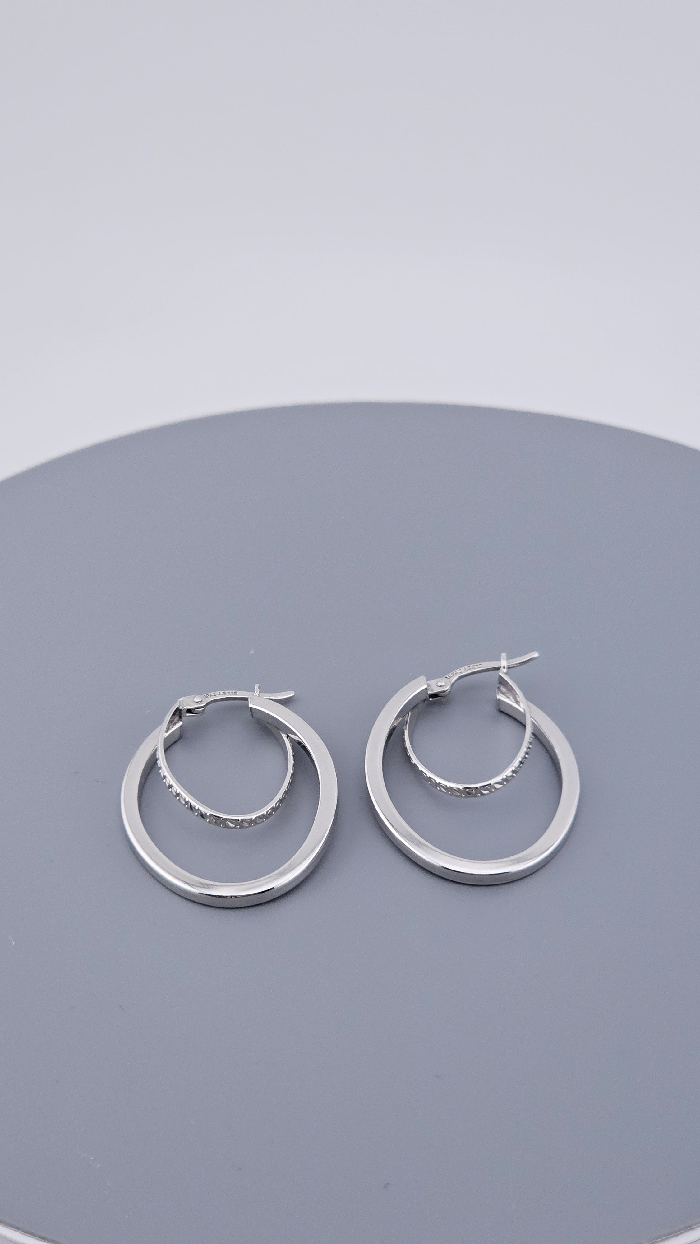 925 Sterling Silver Textured Double Hoop Earrings