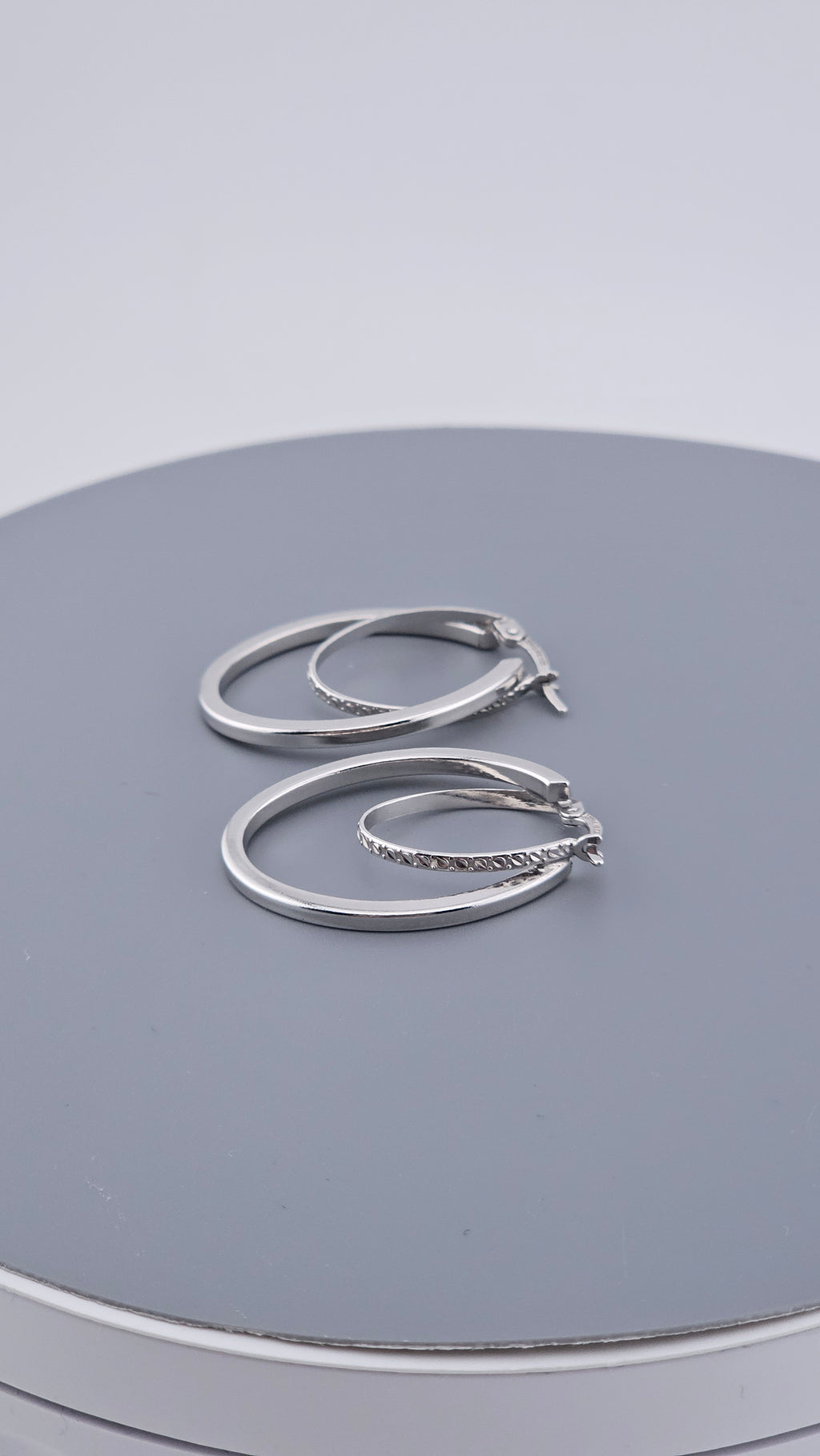 925 Sterling Silver Textured Double Hoop Earrings