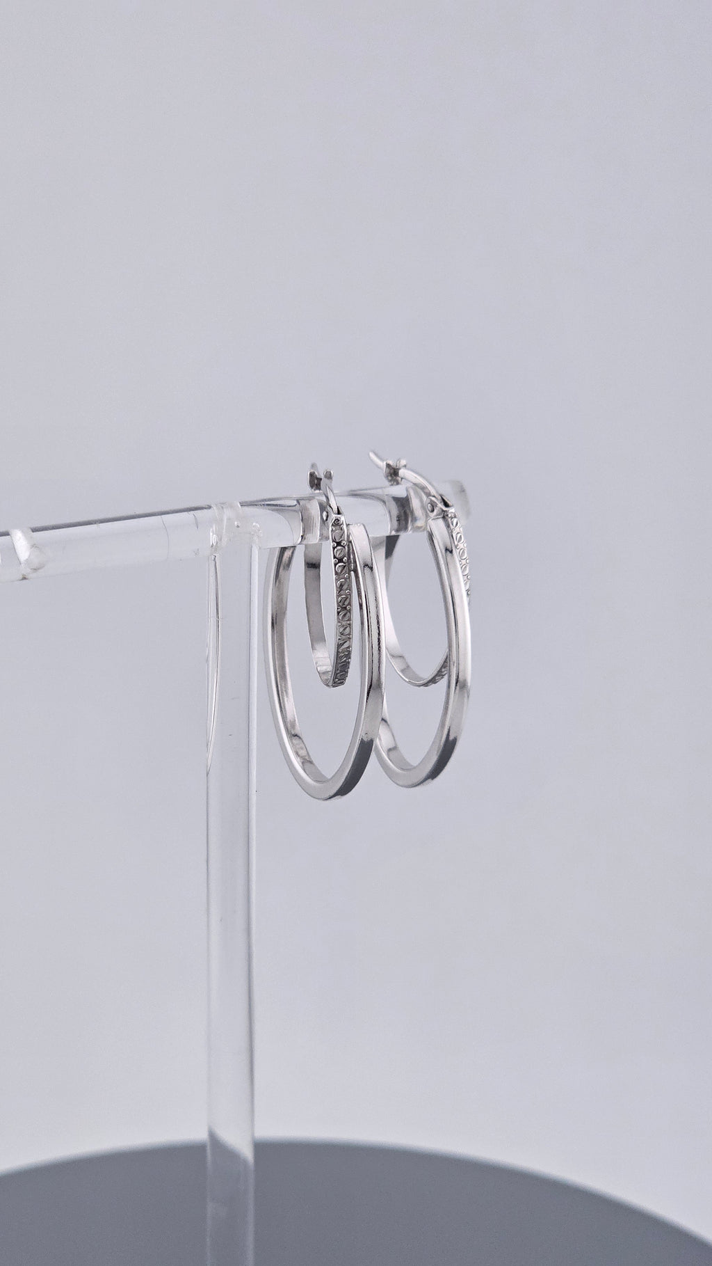 925 Sterling Silver Textured Double Hoop Earrings