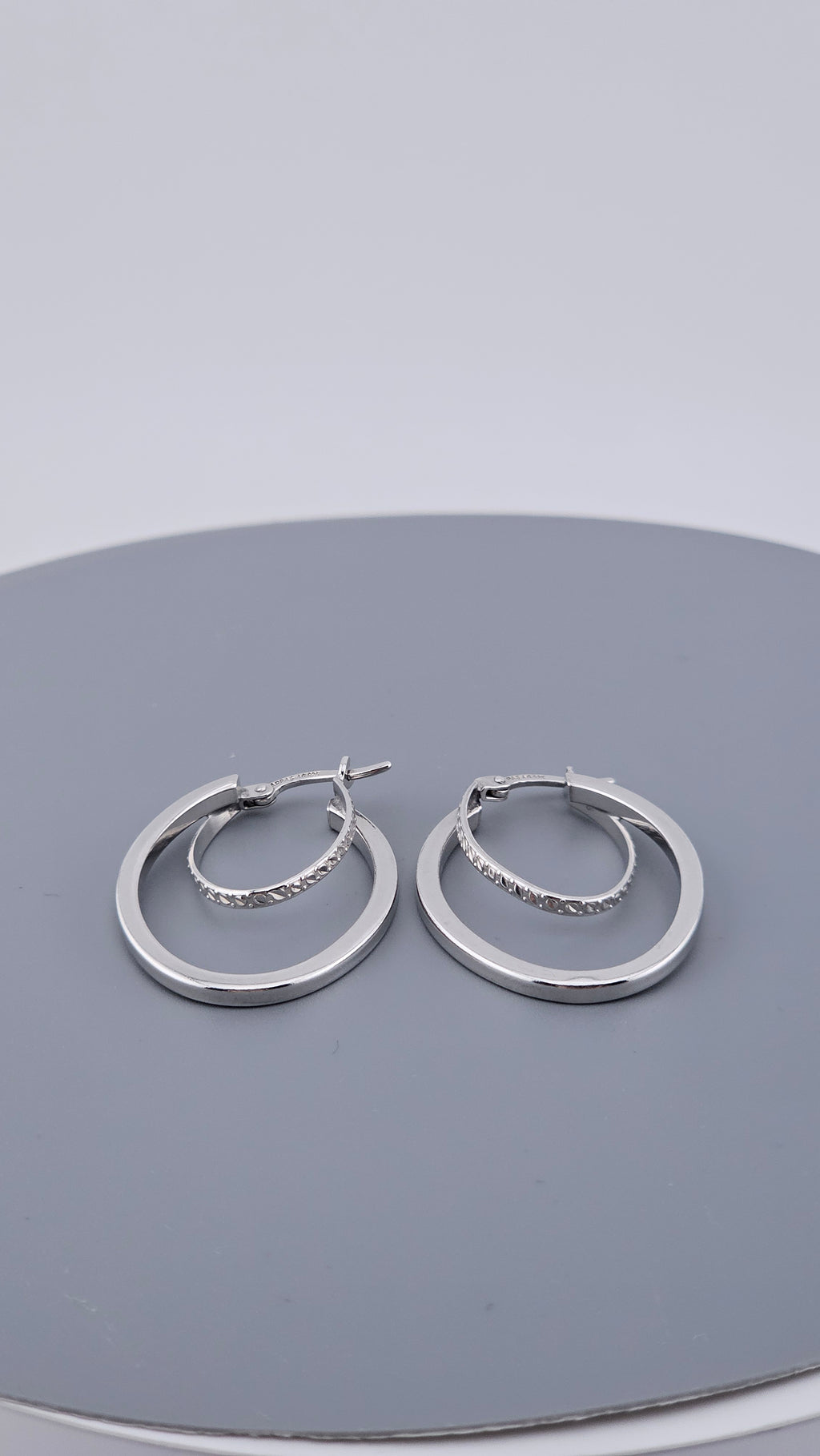 925 Sterling Silver Textured Double Hoop Earrings
