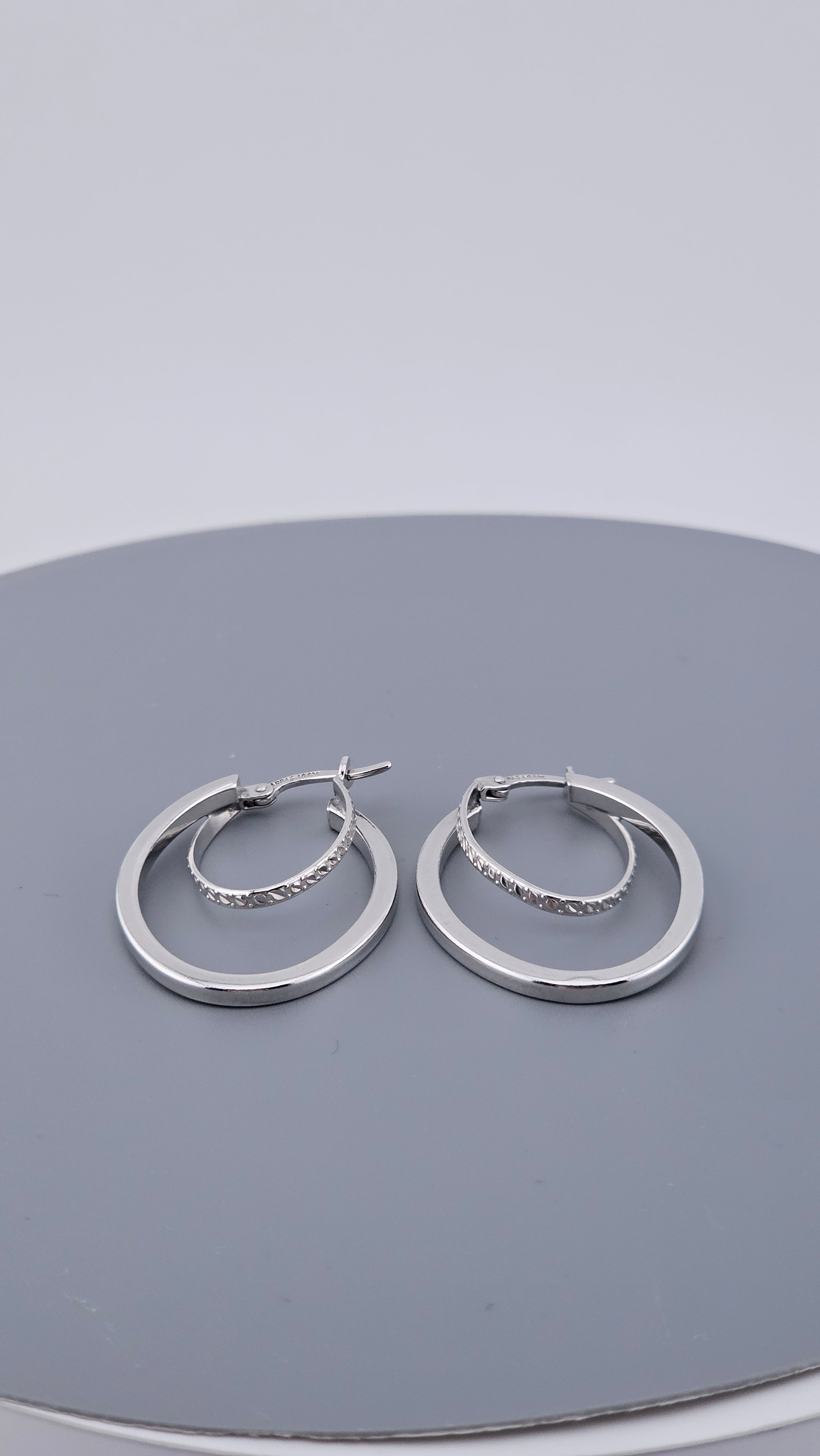 925 Sterling Silver Textured Double Hoop Earrings