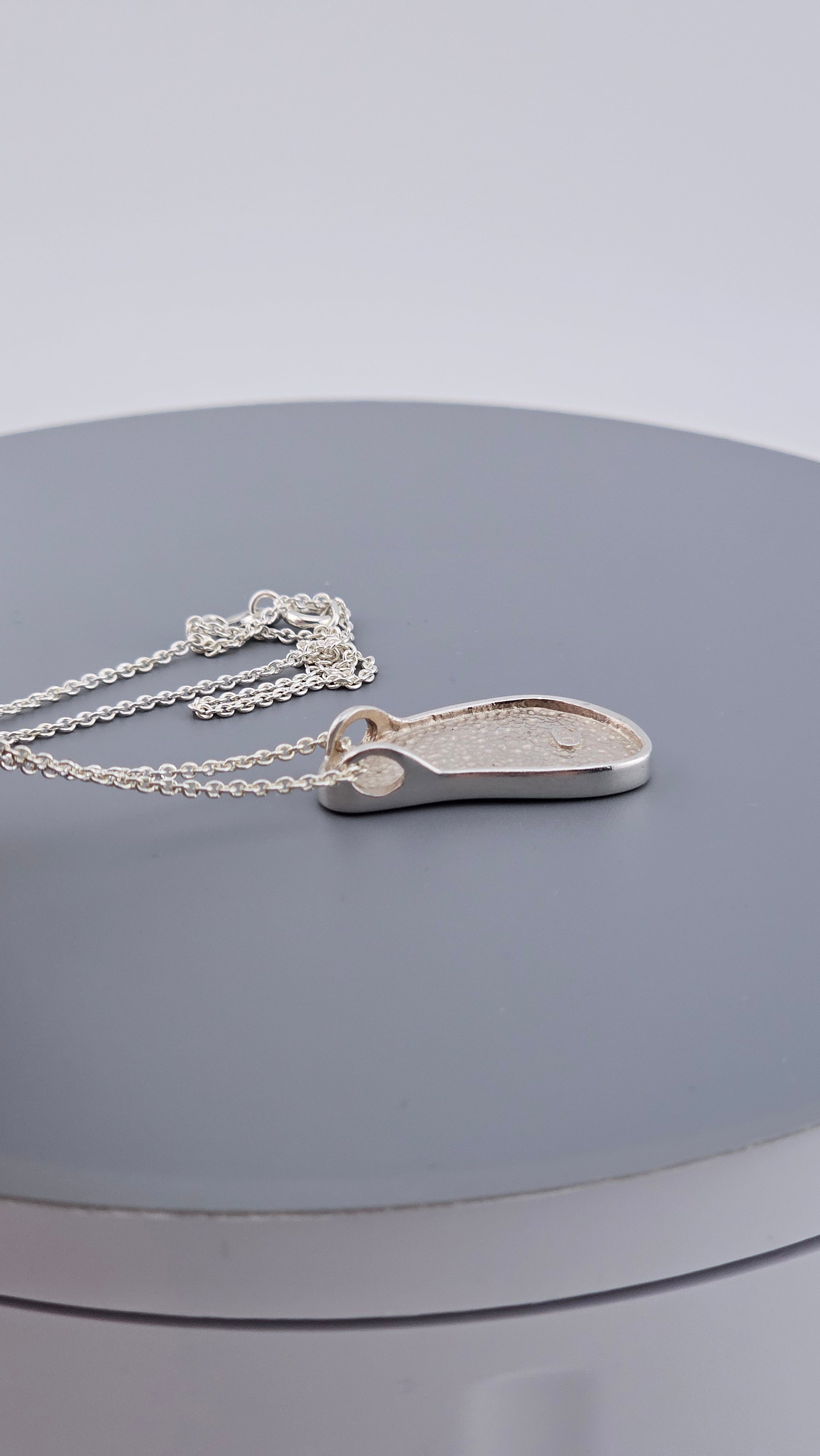 925 Sterling Silver Blue Mosaic Shell Inlay Pendant Necklace - 16"