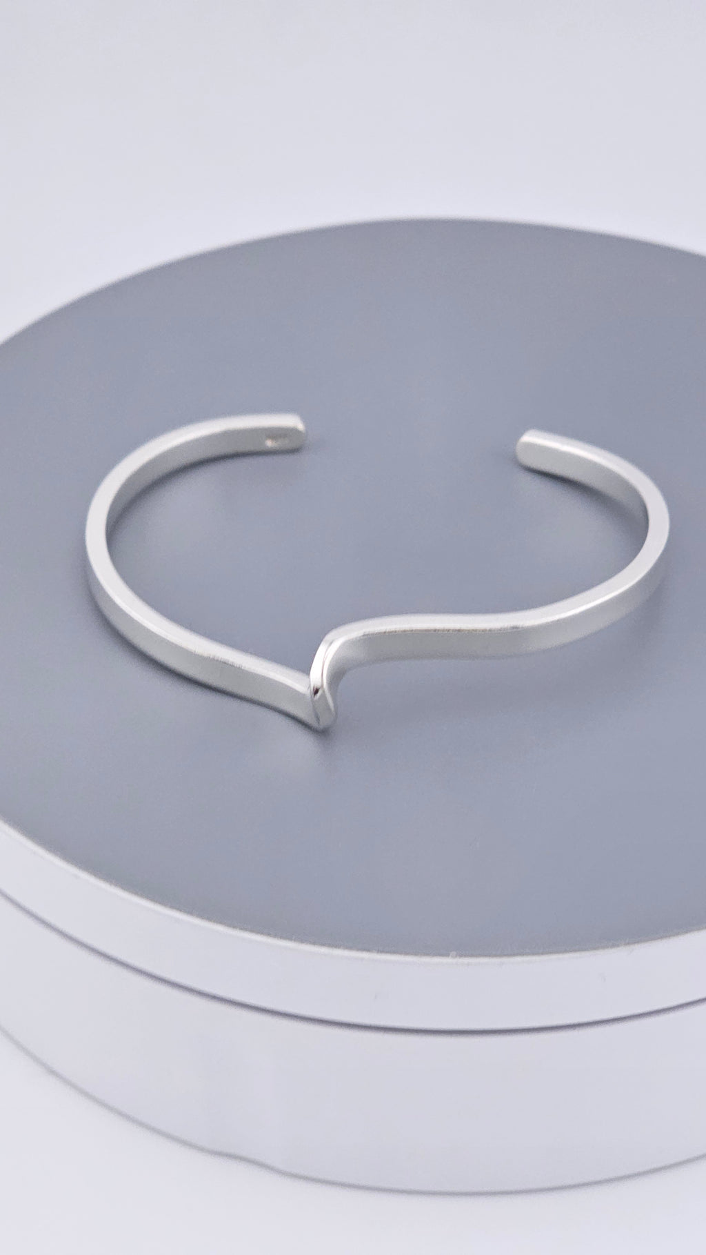 Modernist Wave 925 Sterling Silver Cuff Bracelet, 17.5 cm