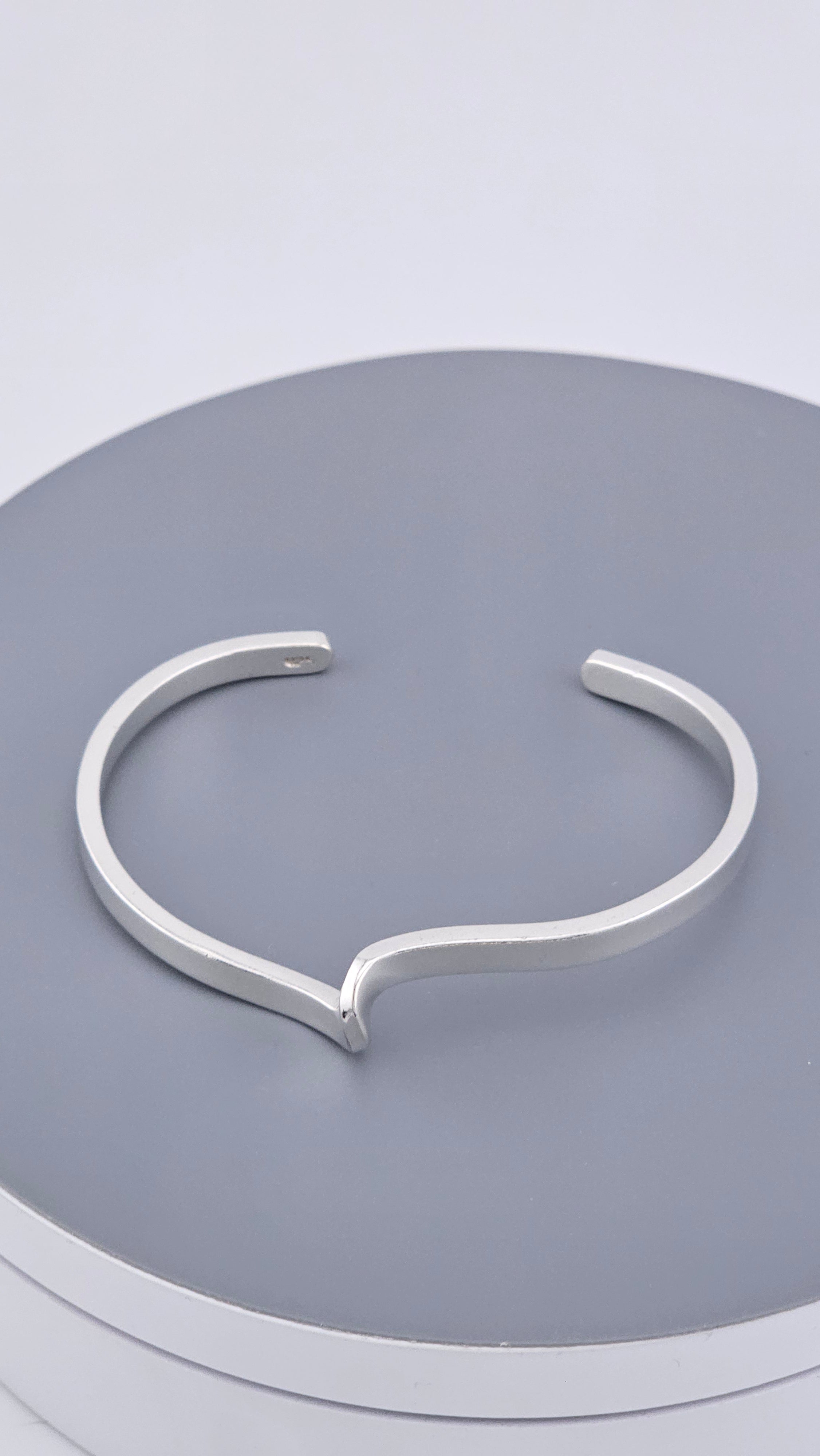 Modernist Wave 925 Sterling Silver Cuff Bracelet, 17.5 cm