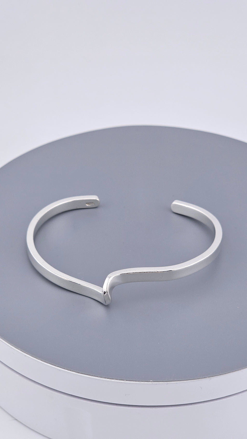 Modernist Wave 925 Sterling Silver Cuff Bracelet, 17.5 cm