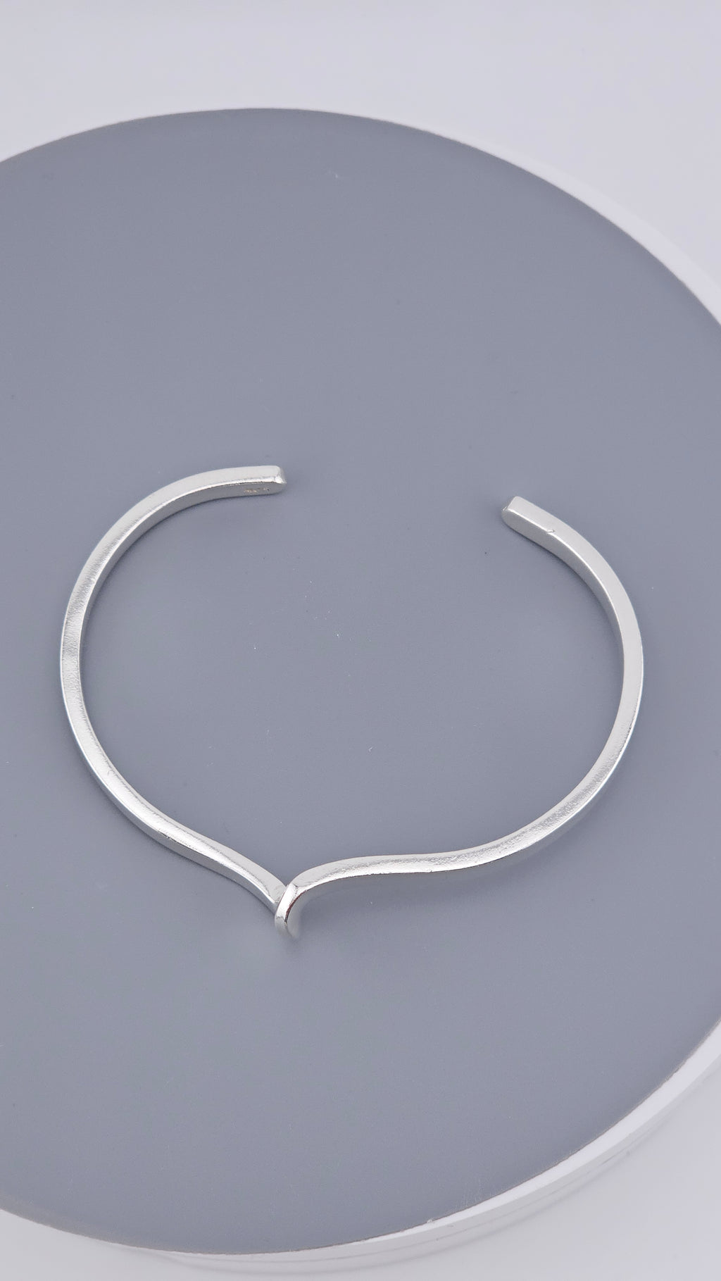 Modernist Wave 925 Sterling Silver Cuff Bracelet, 17.5 cm