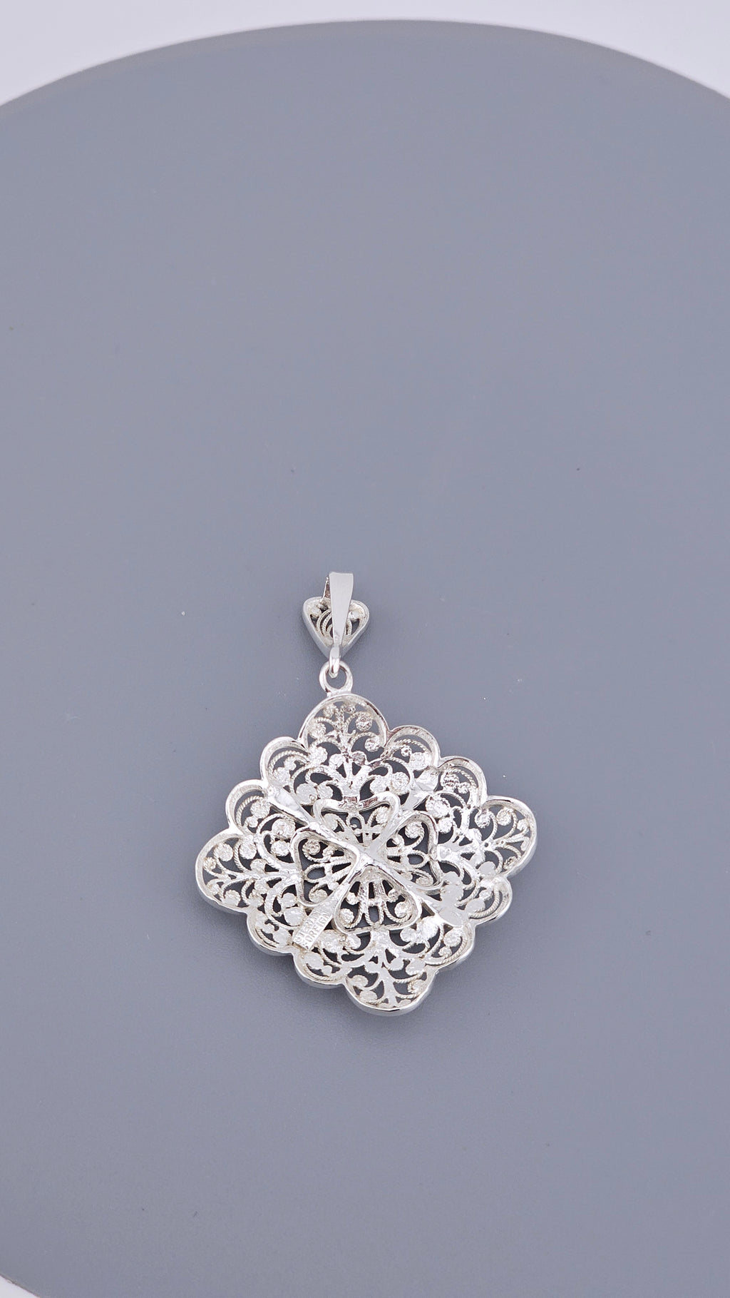 Vintage Sterling Silver Filigree Floral Pendant