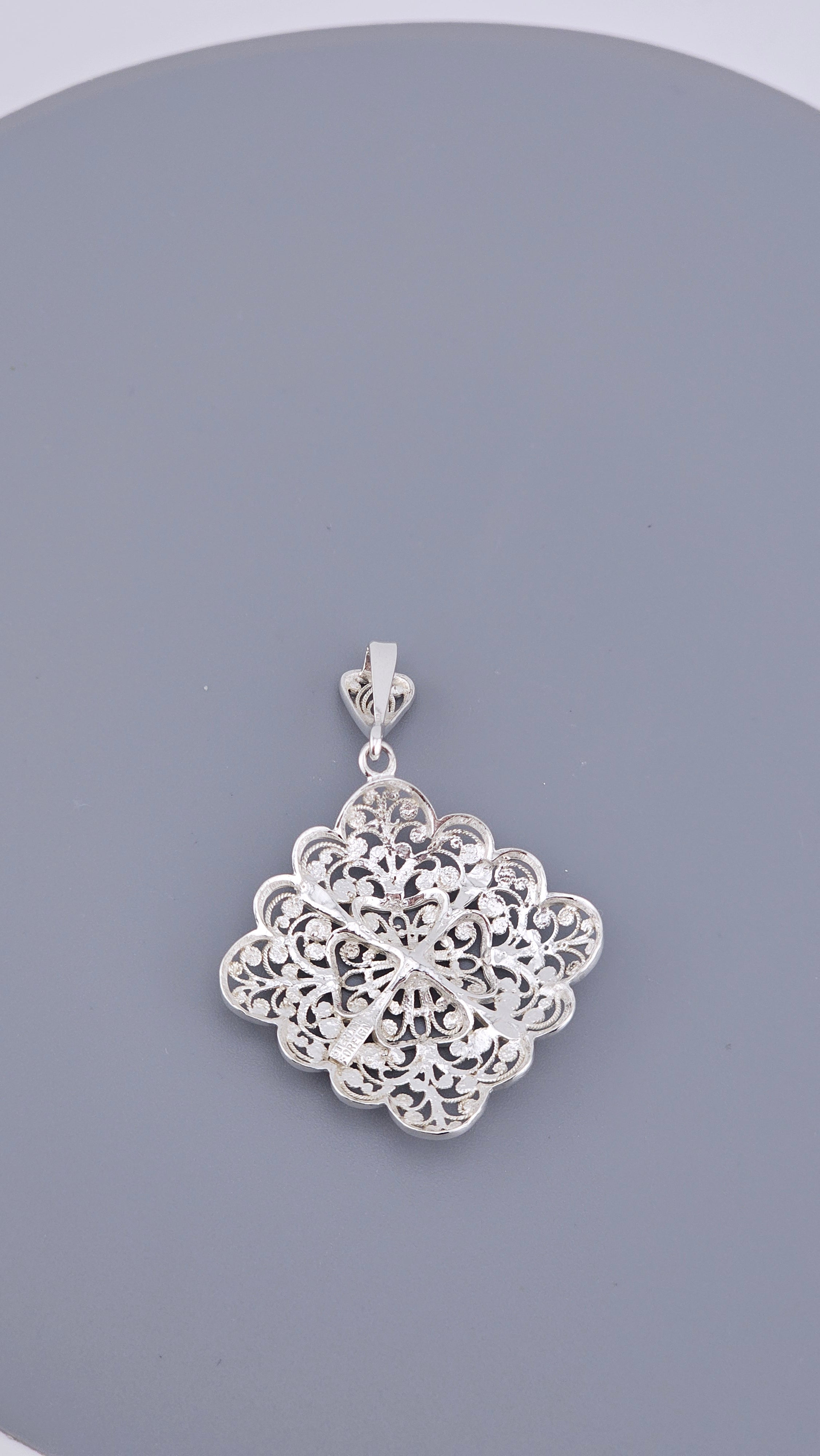 Vintage Sterling Silver Filigree Floral Pendant