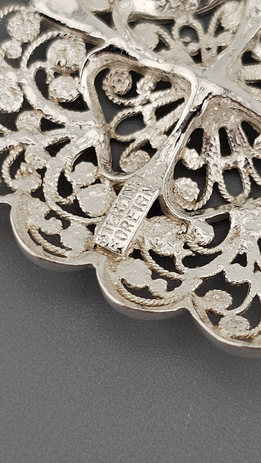 Vintage Sterling Silver Filigree Floral Pendant