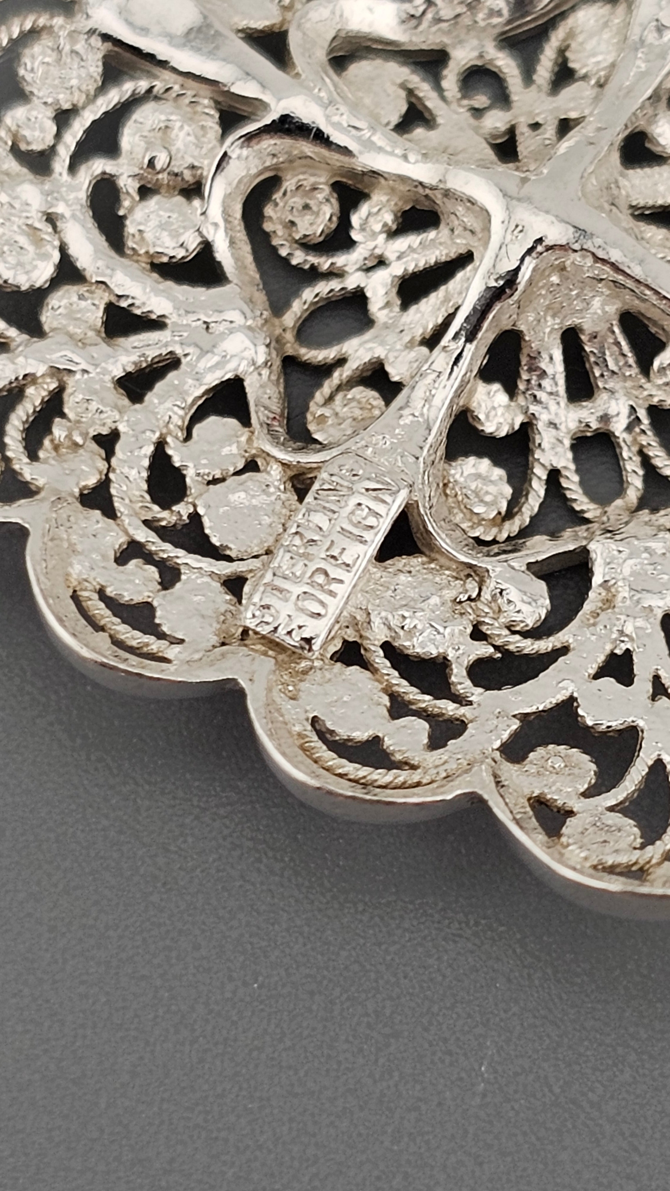 Vintage Sterling Silver Filigree Floral Pendant