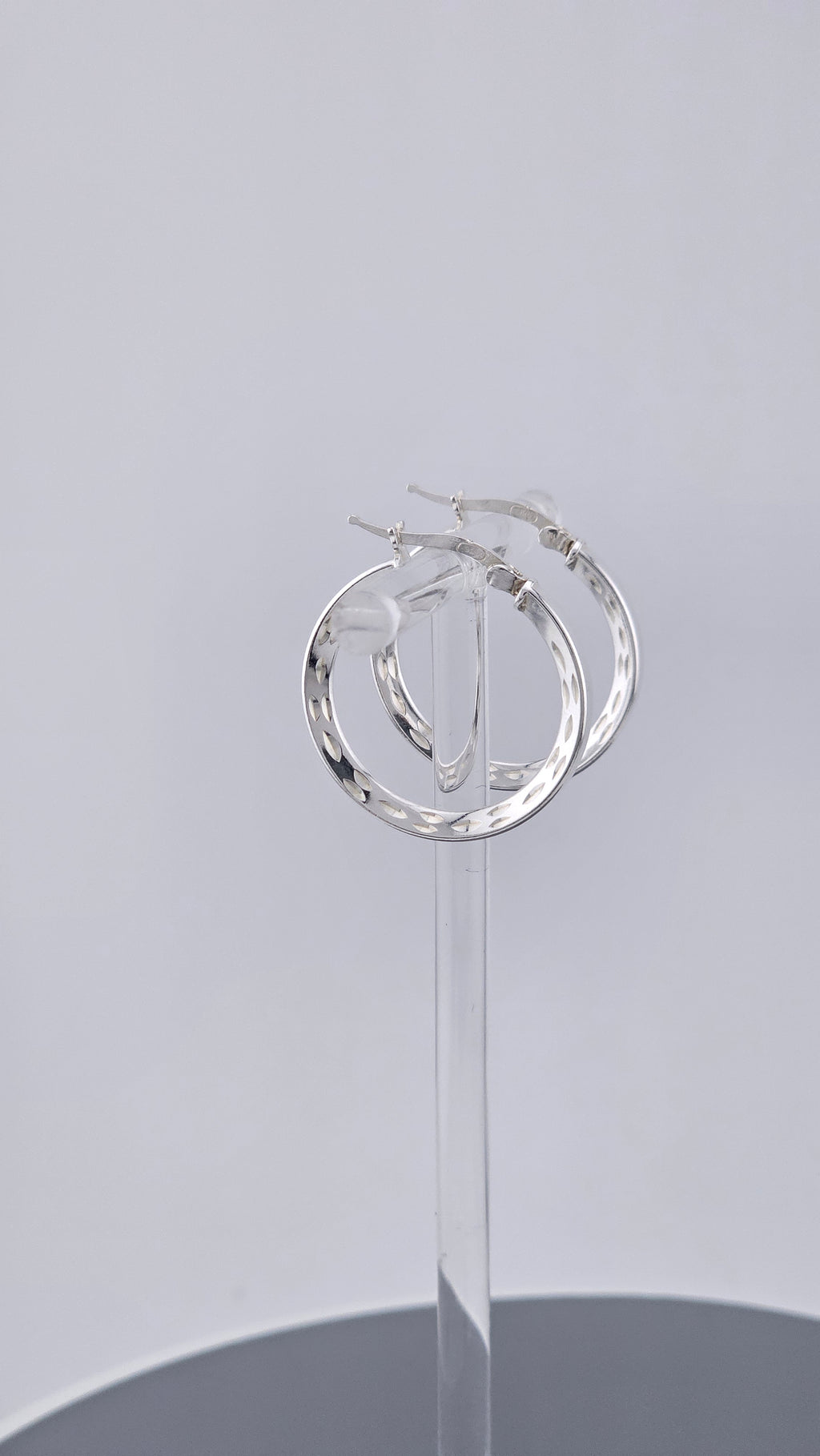 925 Sterling Silver Diamond-Cut Geometric Hoop Earrings