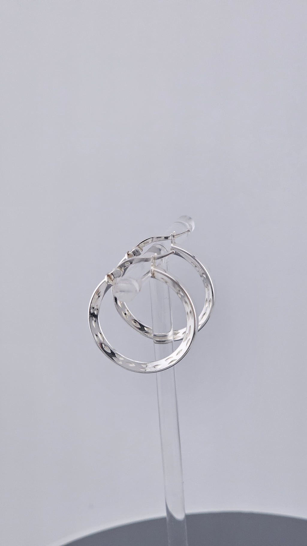 925 Sterling Silver Diamond-Cut Geometric Hoop Earrings
