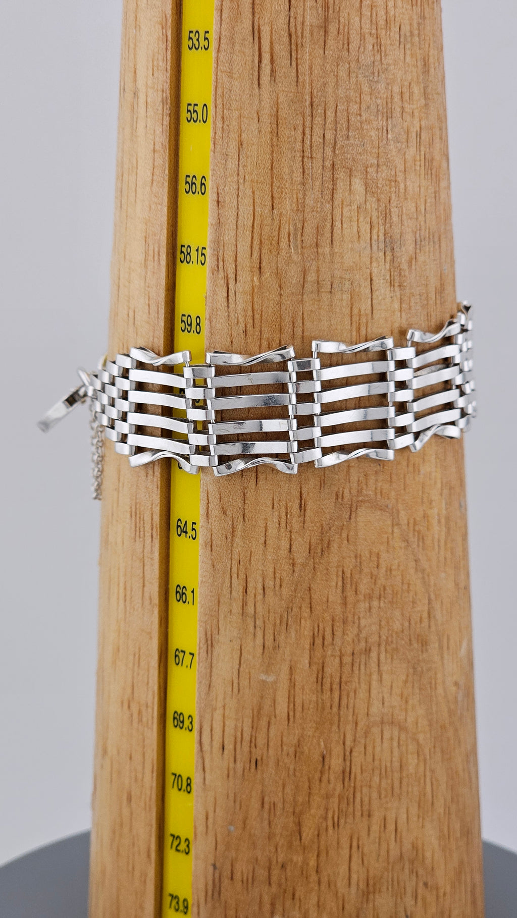 Vintage Sterling Silver 6-Bar Gate Bracelet with Heart Padlock 1