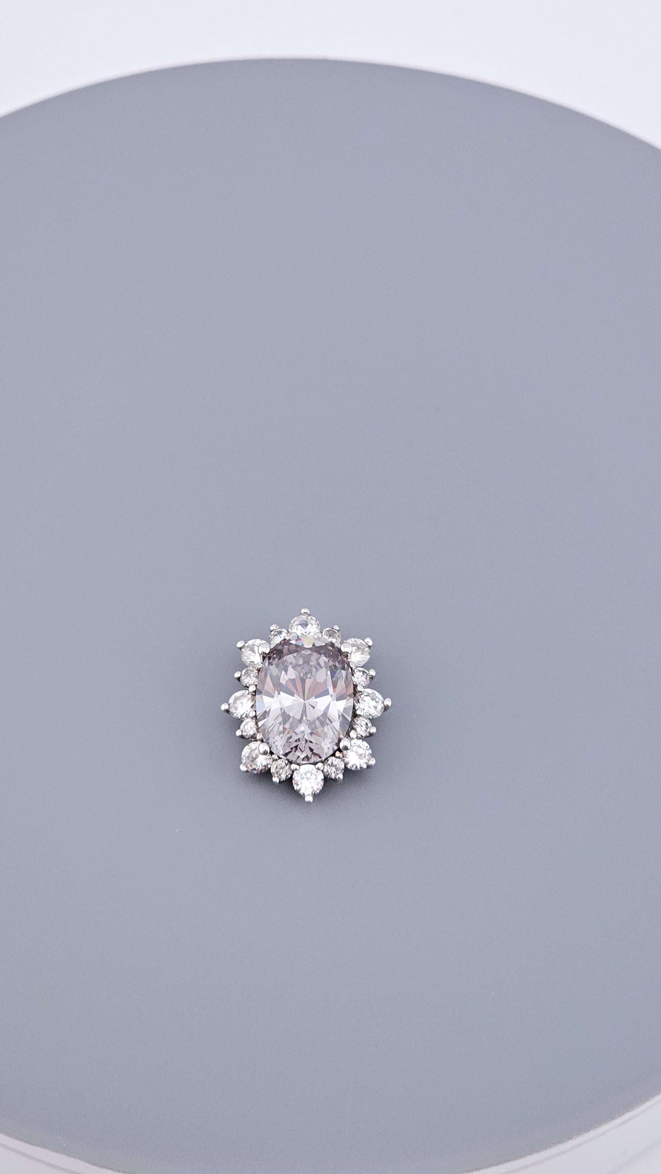 925 Sterling Silver DQCZ Oval Halo Statement Pendant