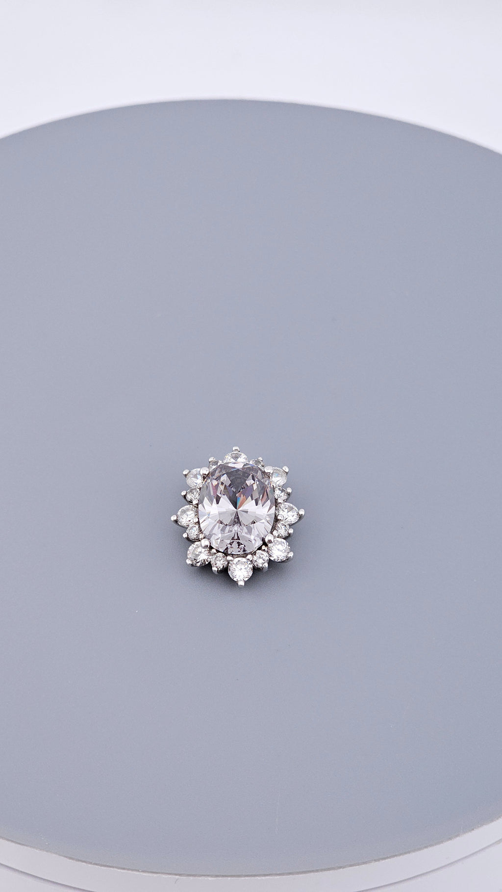 925 Sterling Silver DQCZ Oval Halo Statement Pendant