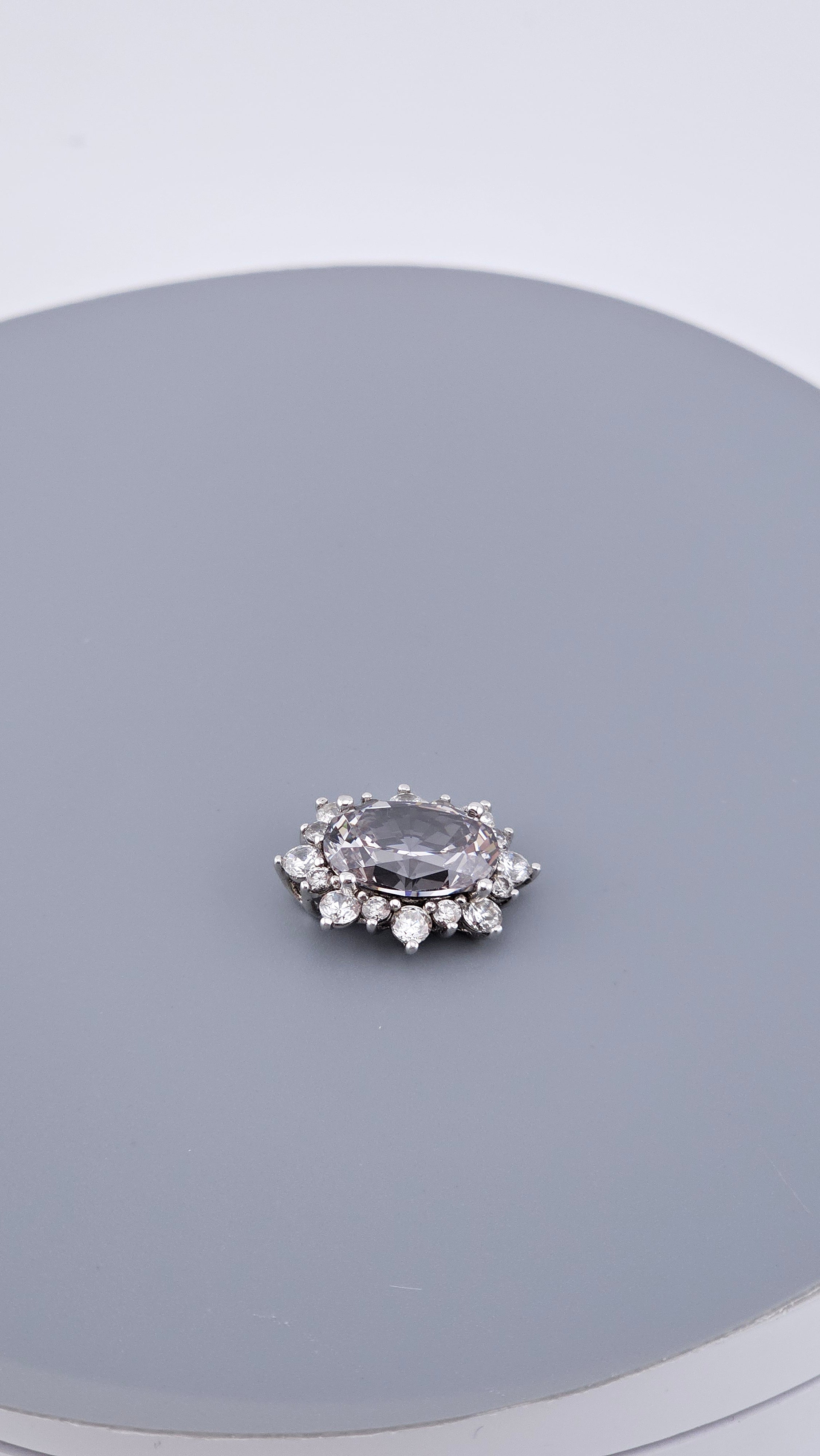 925 Sterling Silver DQCZ Oval Halo Statement Pendant