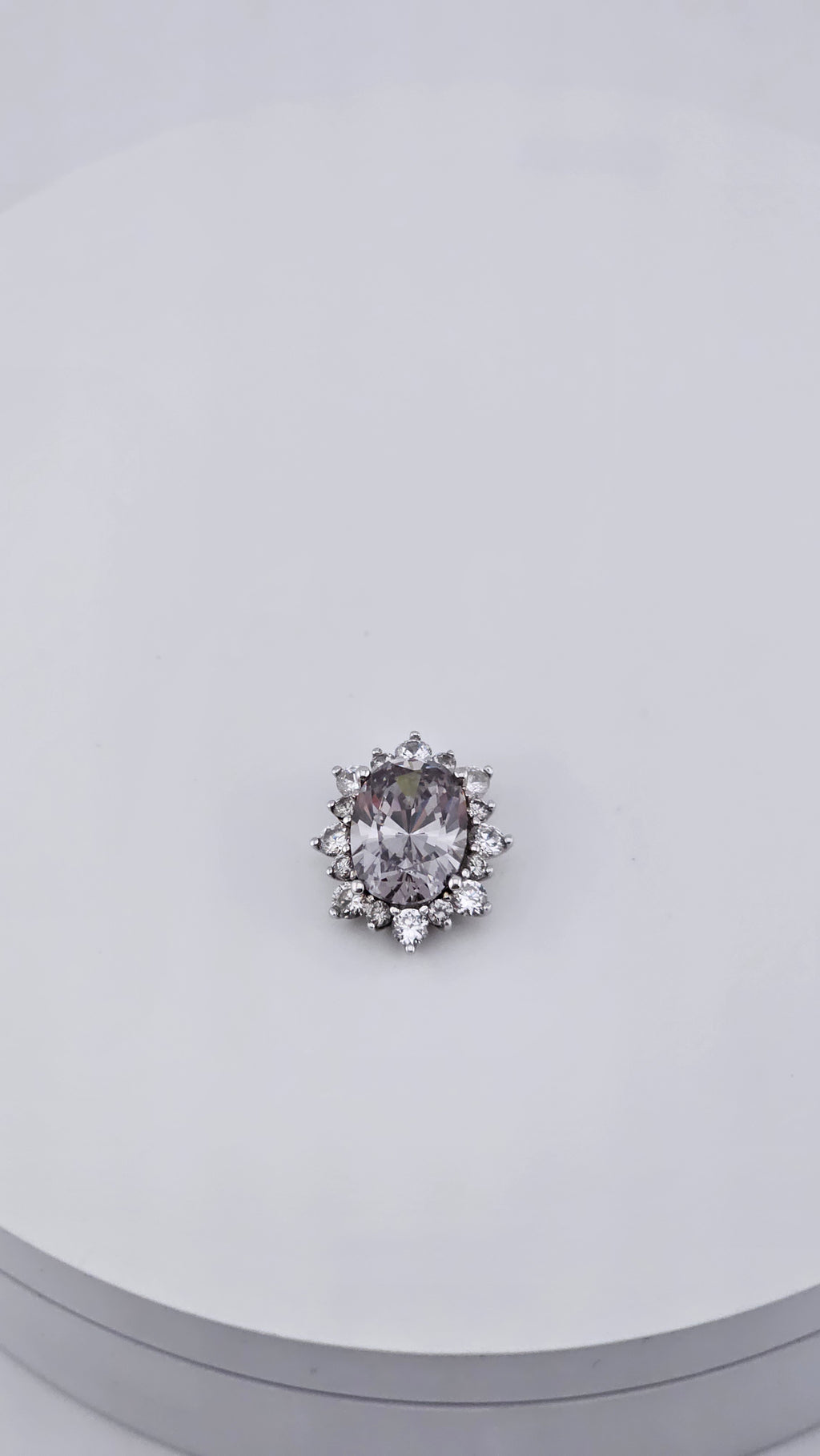 925 Sterling Silver DQCZ Oval Halo Statement Pendant