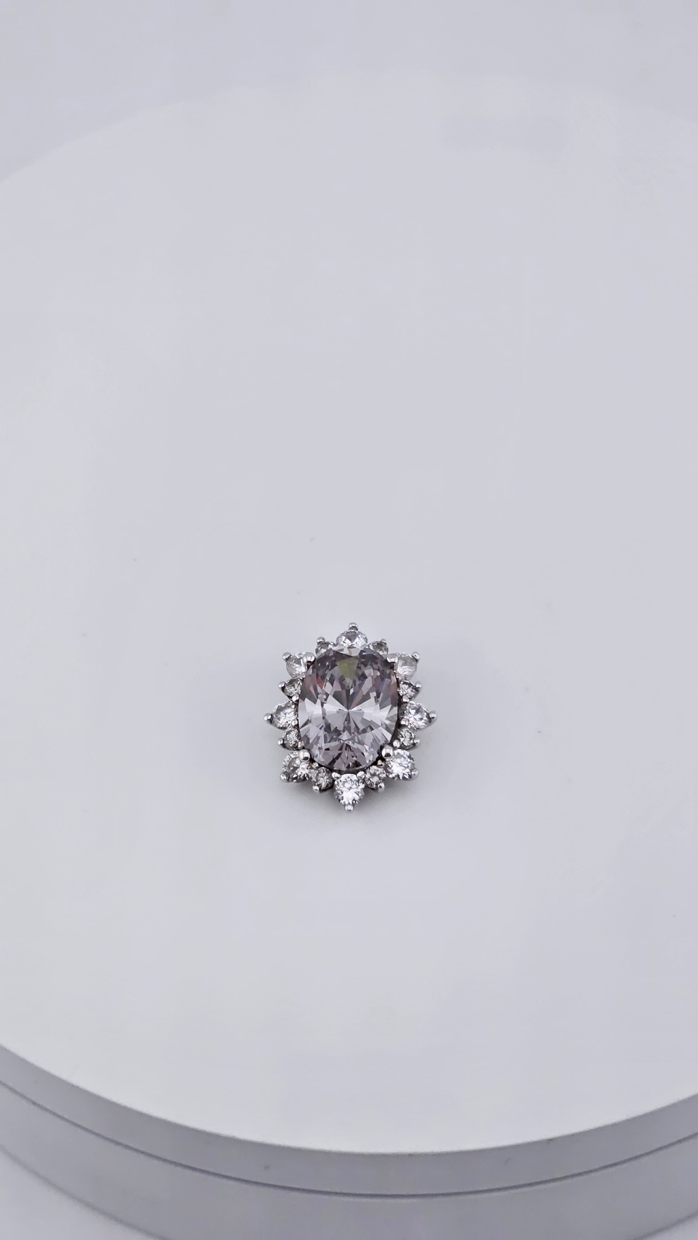 925 Sterling Silver DQCZ Oval Halo Statement Pendant