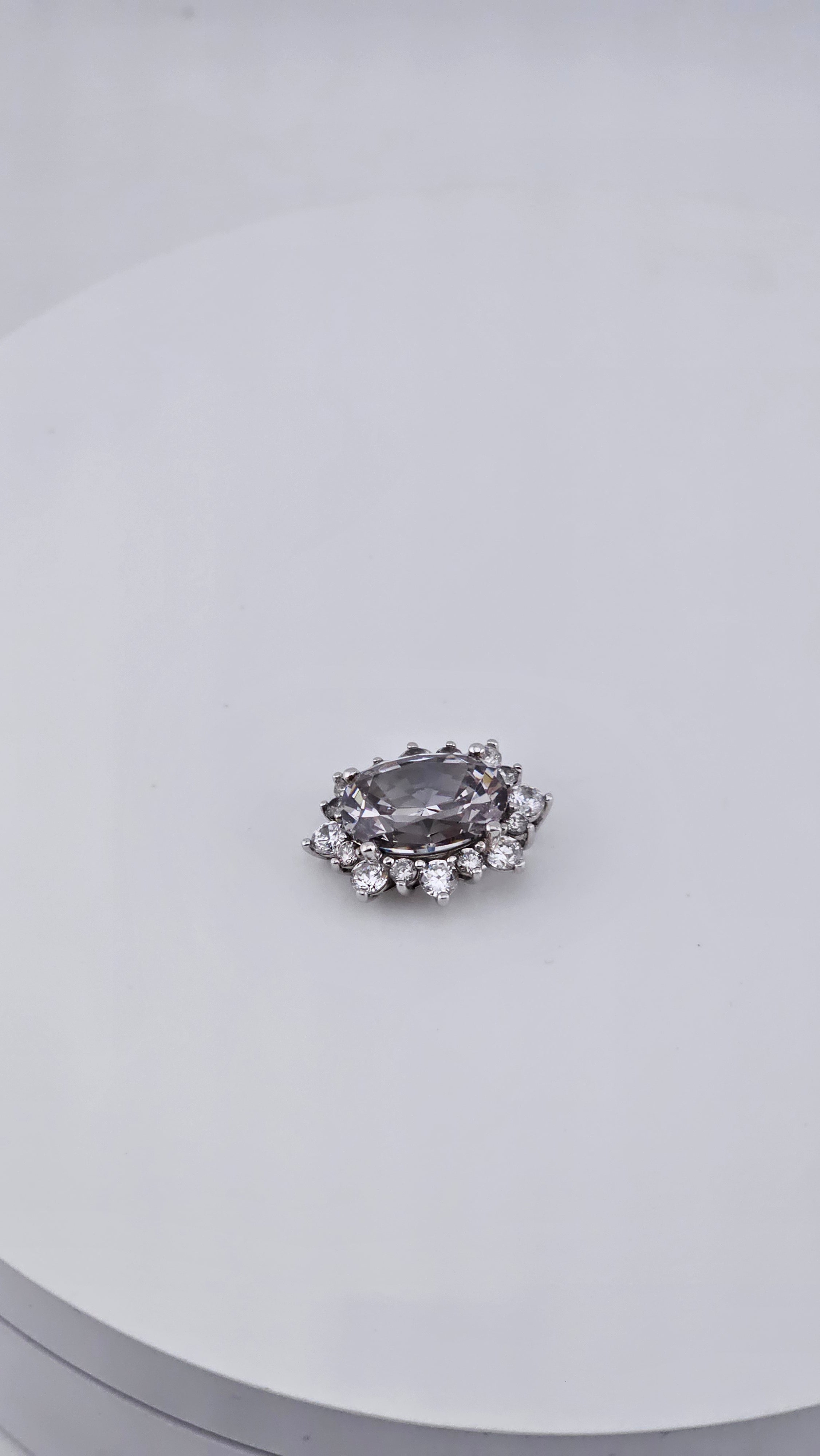 925 Sterling Silver DQCZ Oval Halo Statement Pendant