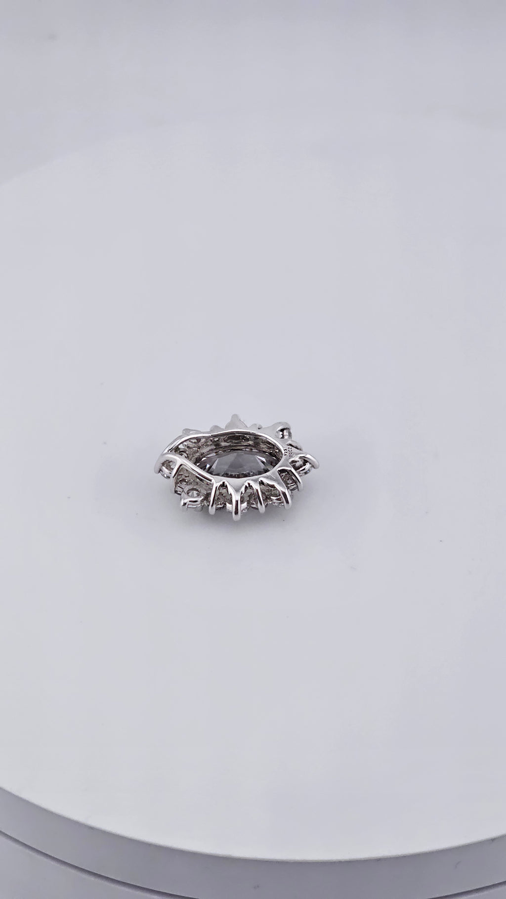 925 Sterling Silver DQCZ Oval Halo Statement Pendant