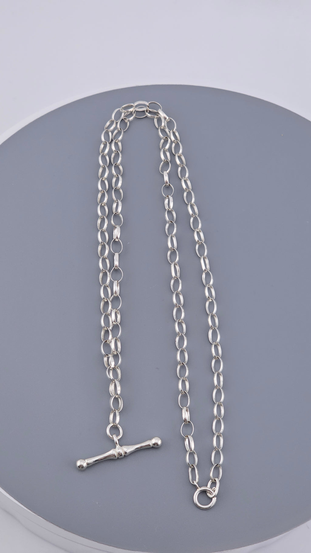 Vintage 925 Sterling Silver T-Bar Rolo Link Necklace - 46.5cm