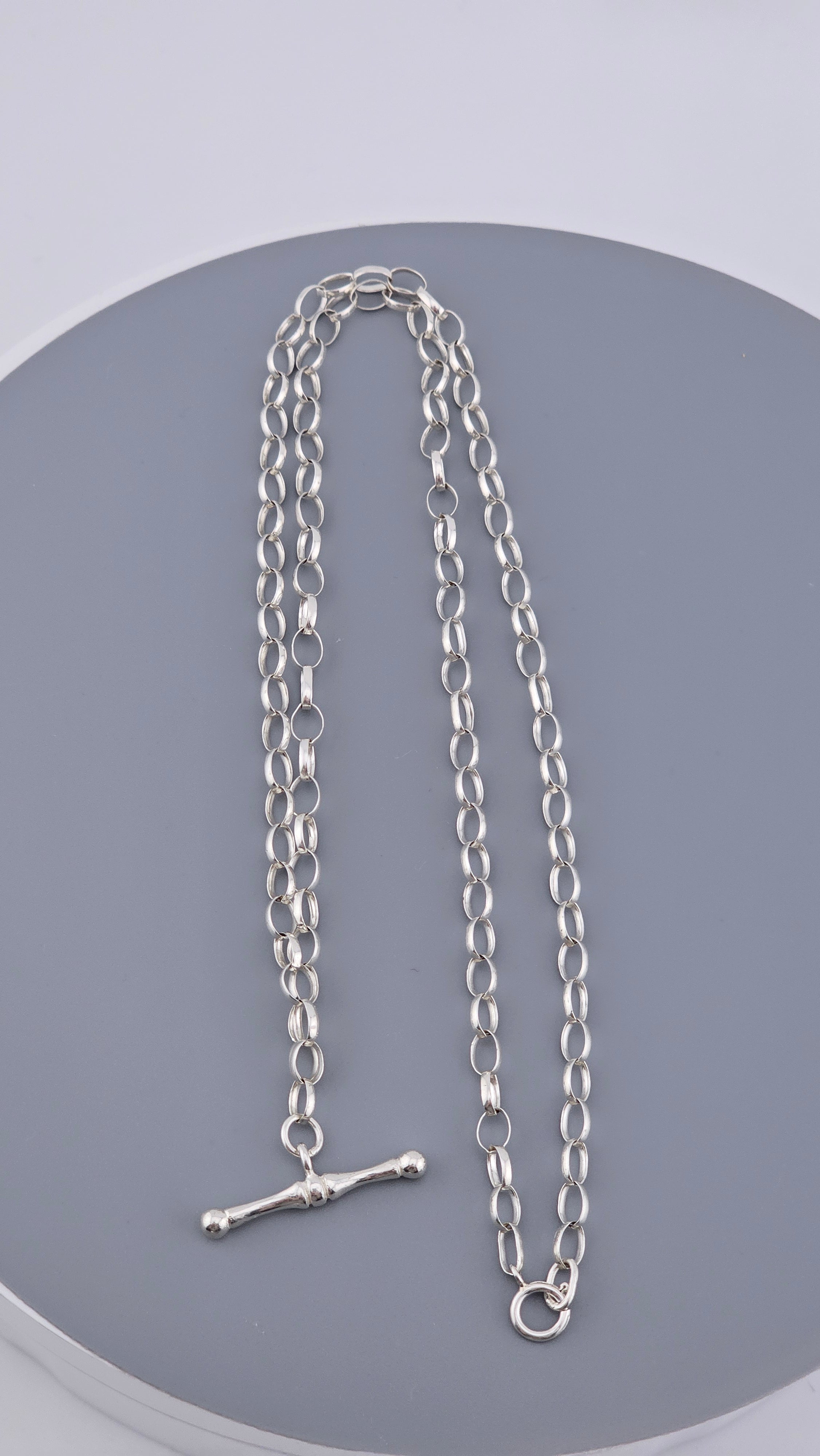 Vintage 925 Sterling Silver T-Bar Rolo Link Necklace - 46.5cm