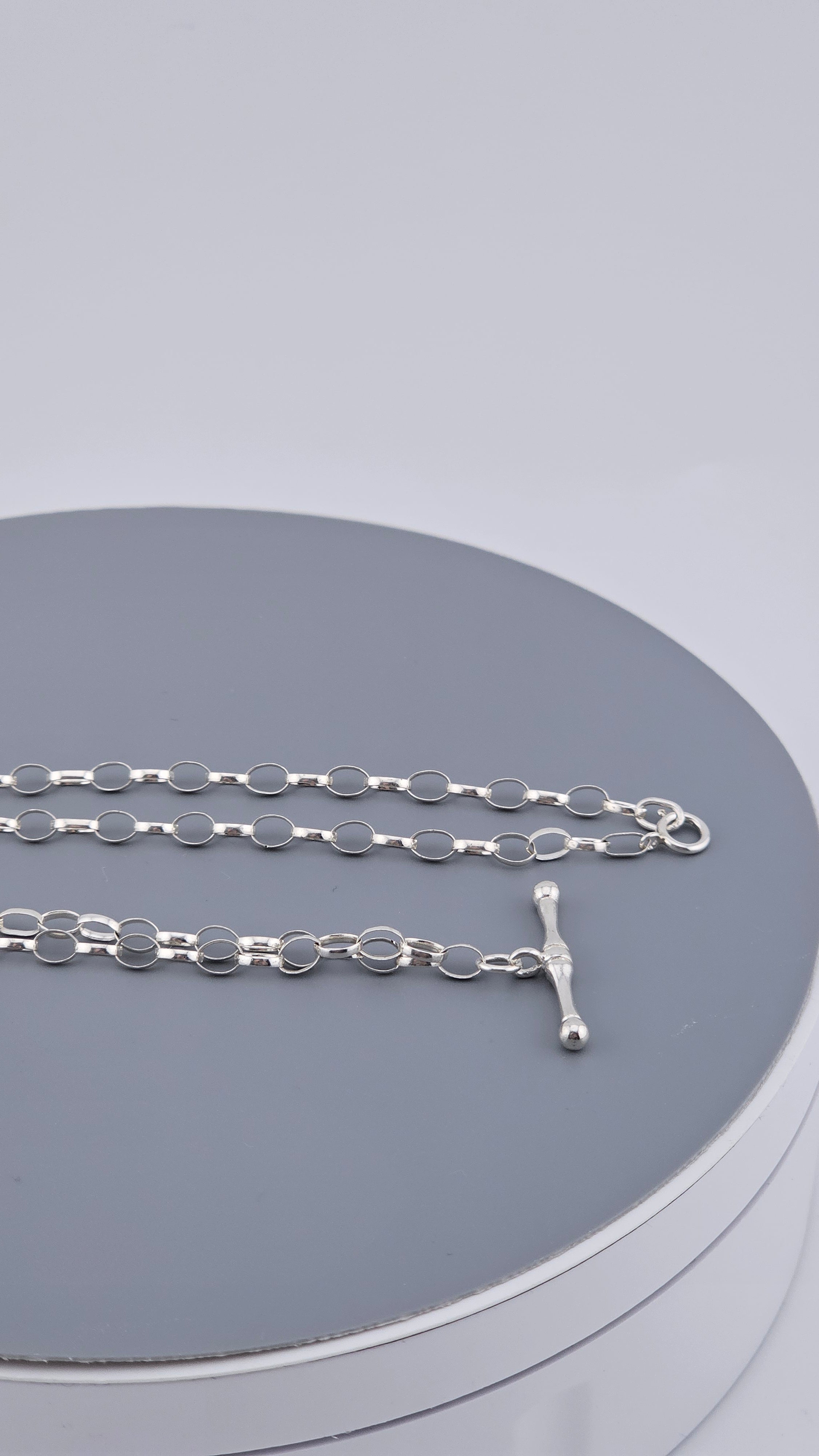 Vintage 925 Sterling Silver T-Bar Rolo Link Necklace - 46.5cm