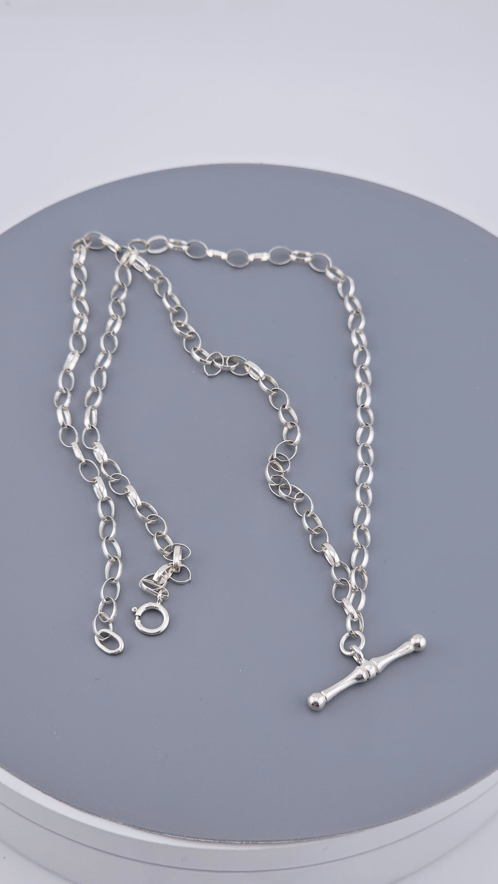 Vintage 925 Sterling Silver T-Bar Rolo Link Necklace - 46.5cm