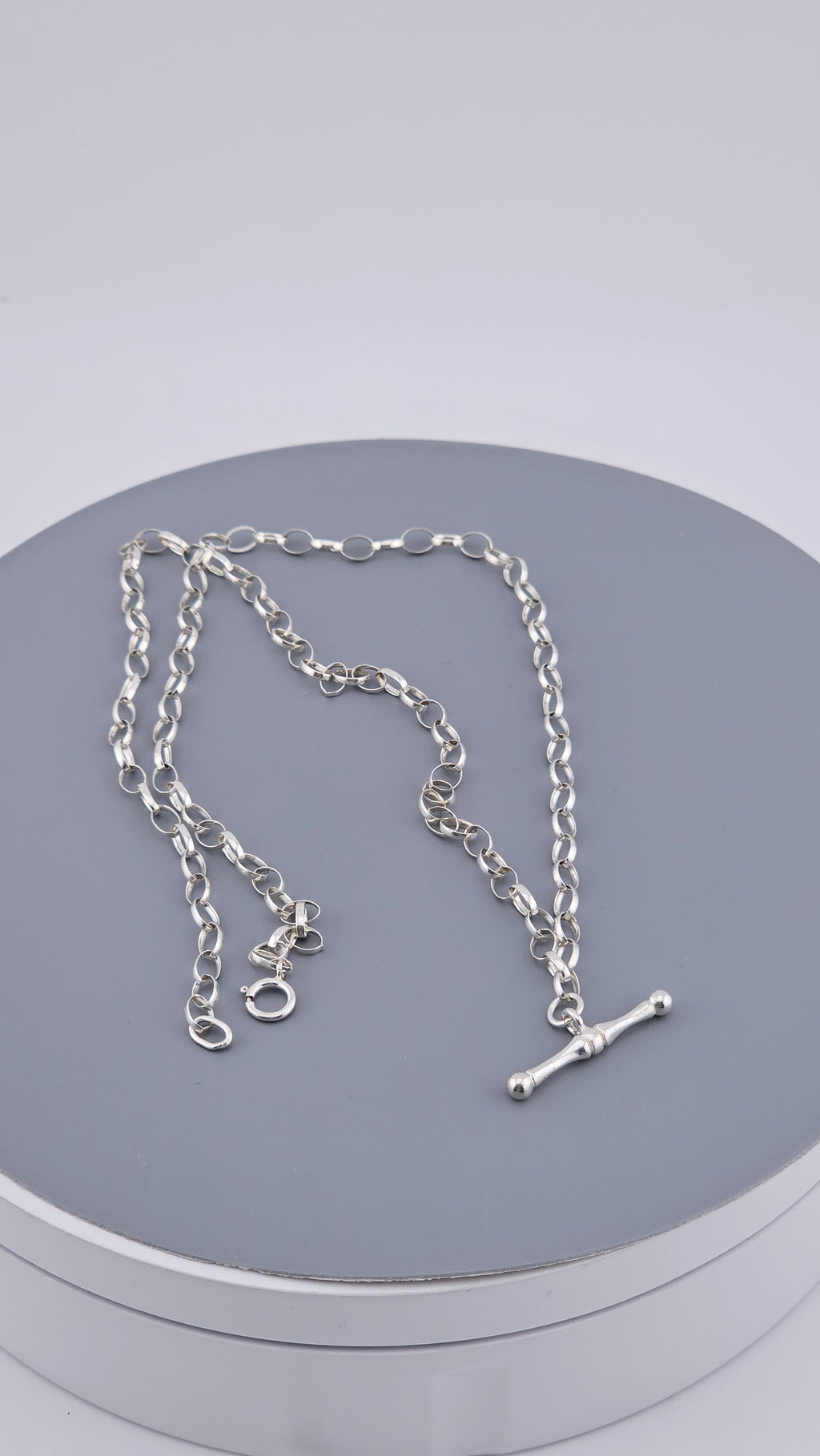 Vintage 925 Sterling Silver T-Bar Rolo Link Necklace - 46.5cm