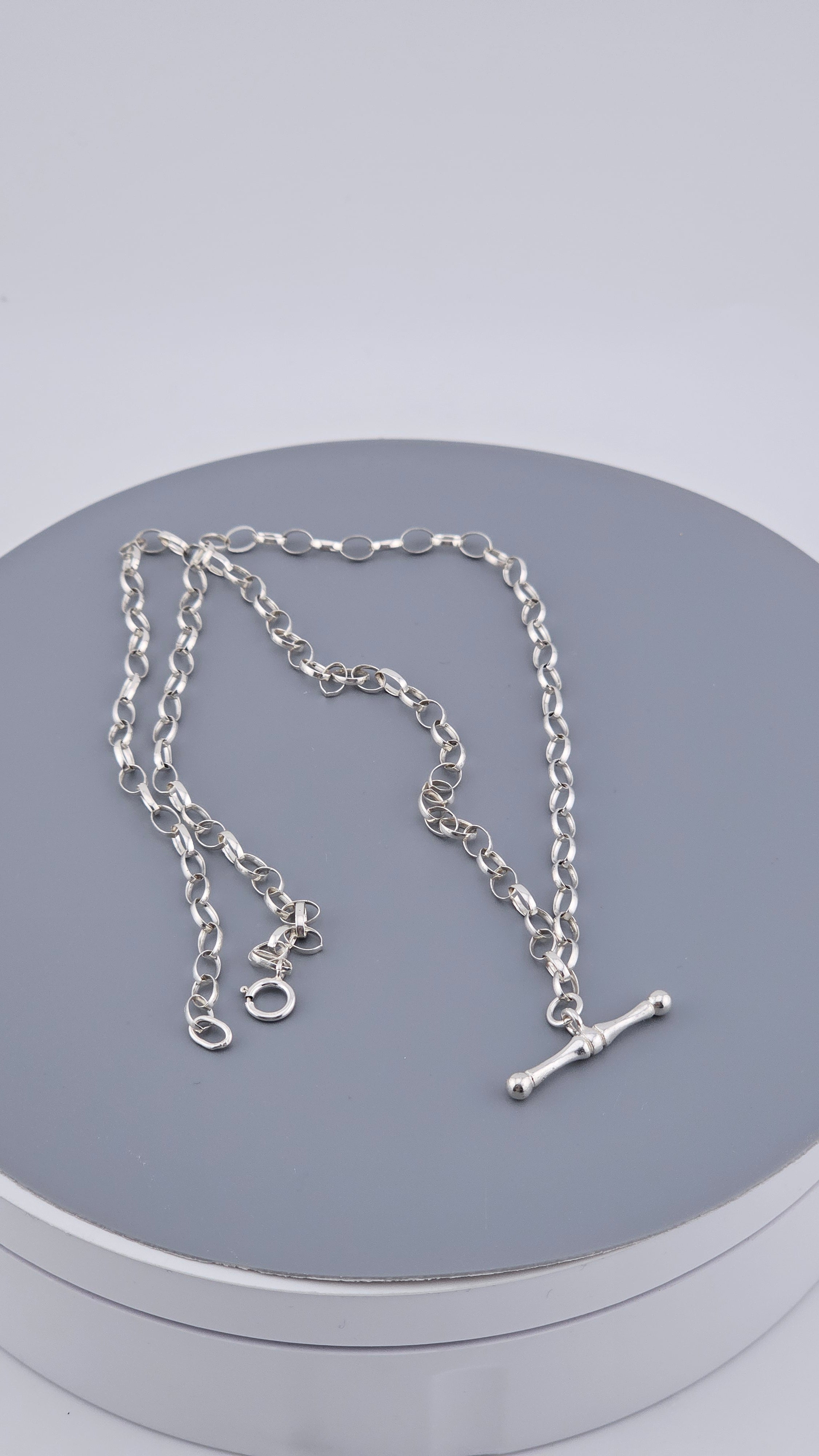 Vintage 925 Sterling Silver T-Bar Rolo Link Necklace - 46.5cm