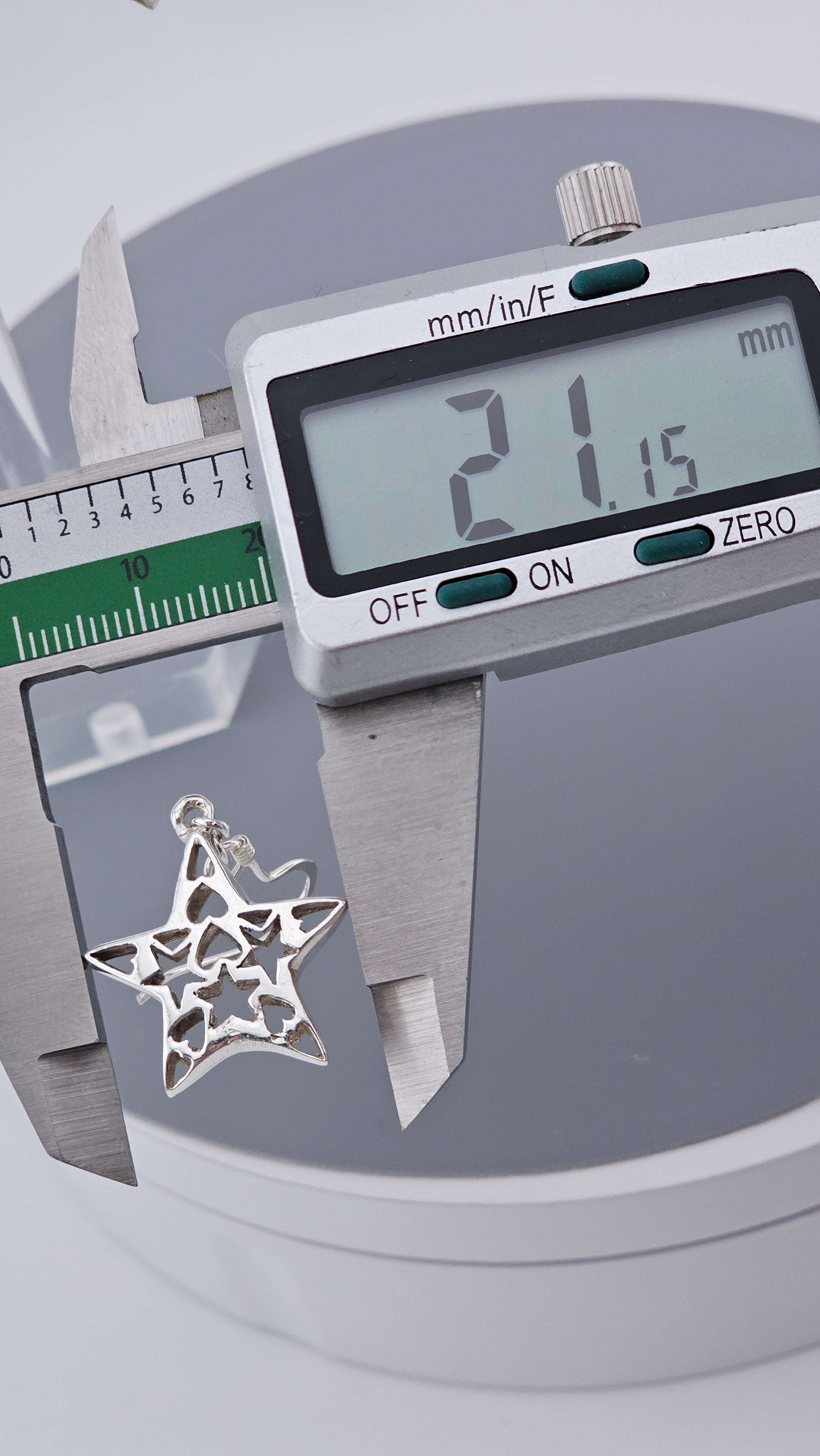 Vintage 925 Sterling Silver Heart-In-Star Cutout Drop Earrings