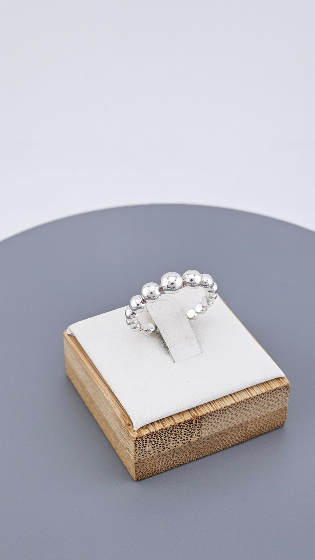 925 Sterling Silver Graduated Beaded Band Ring | Size UK L 1/2