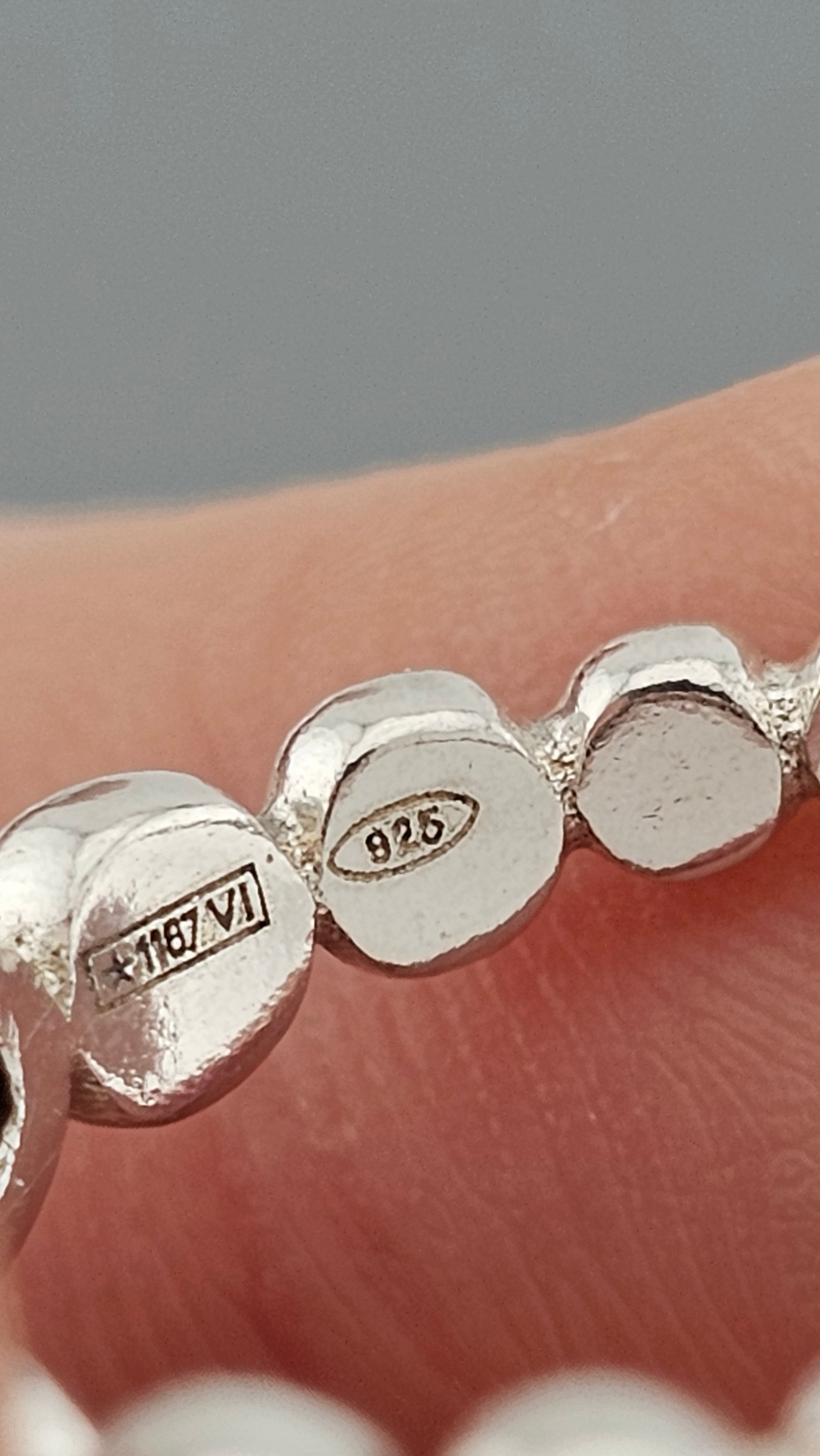 925 Sterling Silver Graduated Beaded Band Ring | Size UK L 1/2