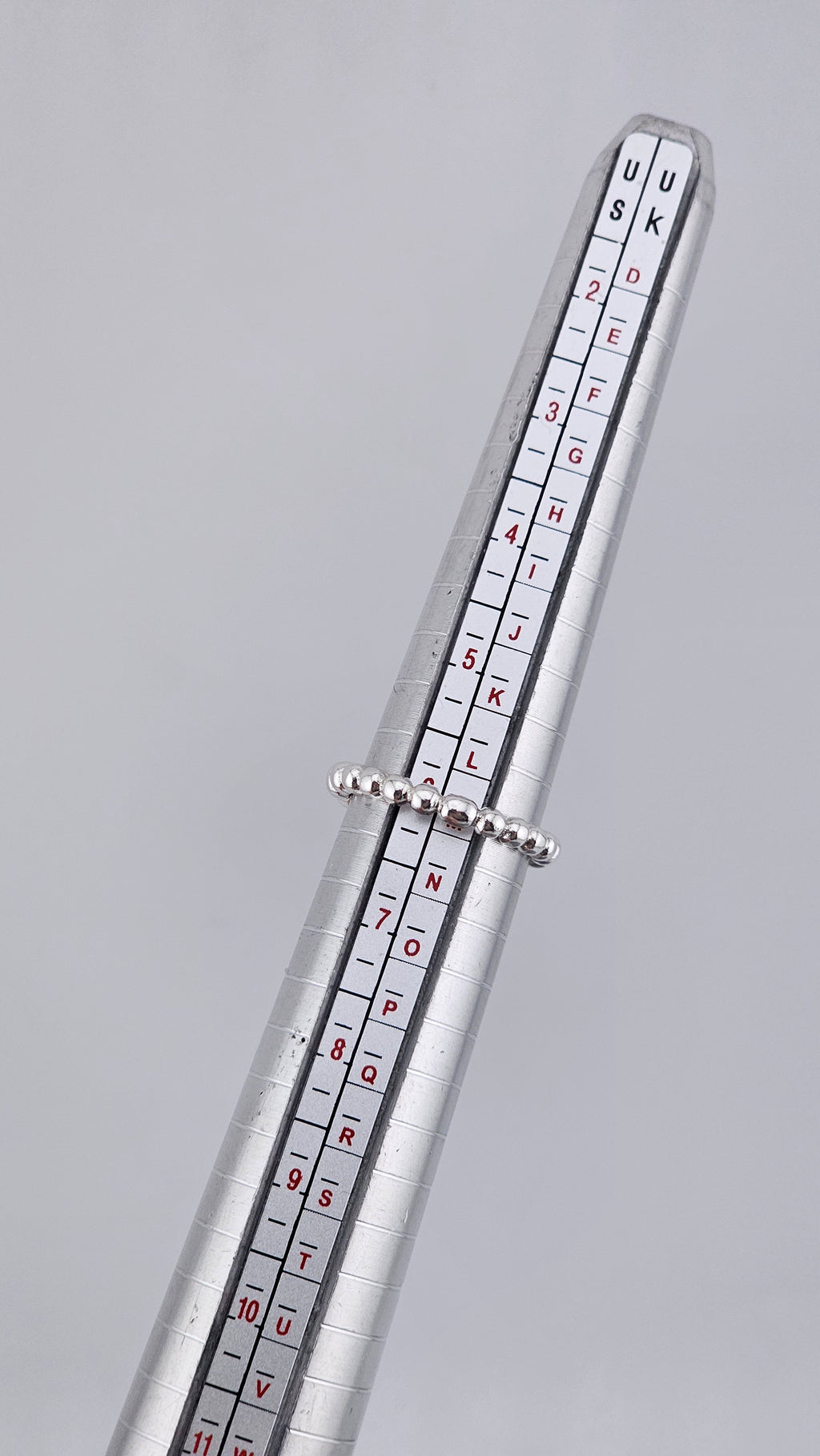 925 Sterling Silver Graduated Beaded Band Ring | Size UK L 1/2