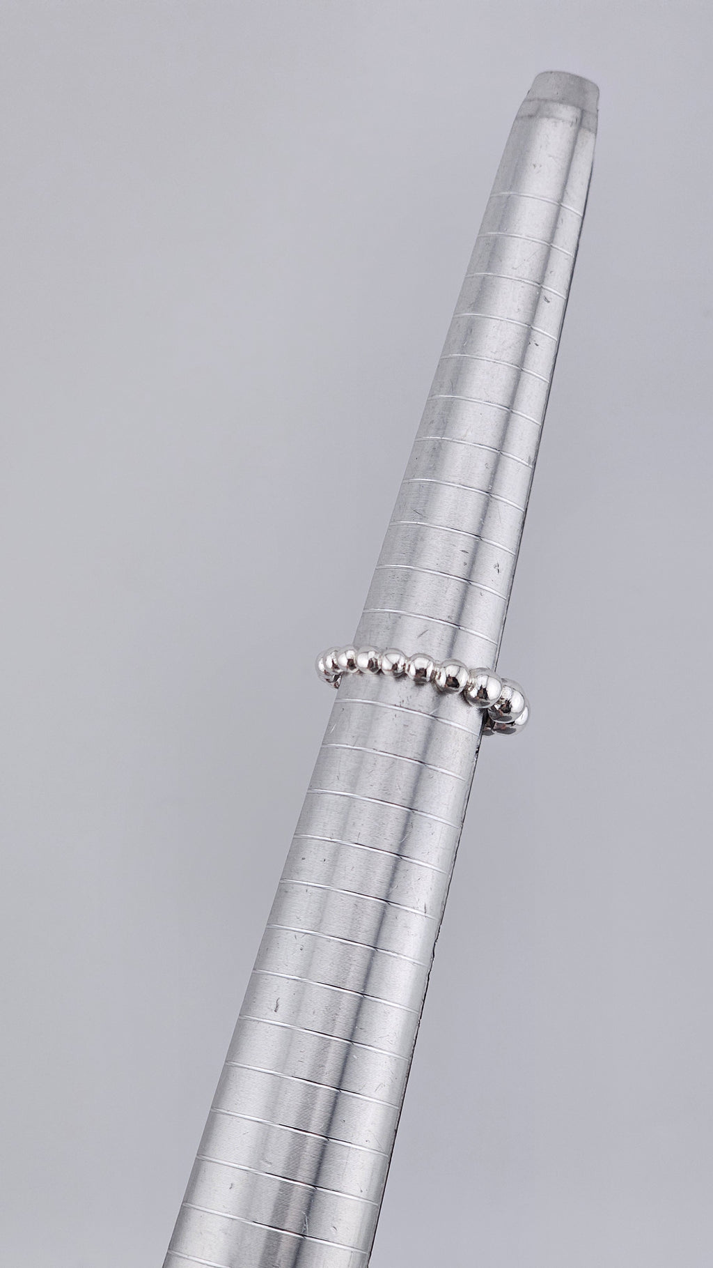 925 Sterling Silver Graduated Beaded Band Ring | Size UK L 1/2