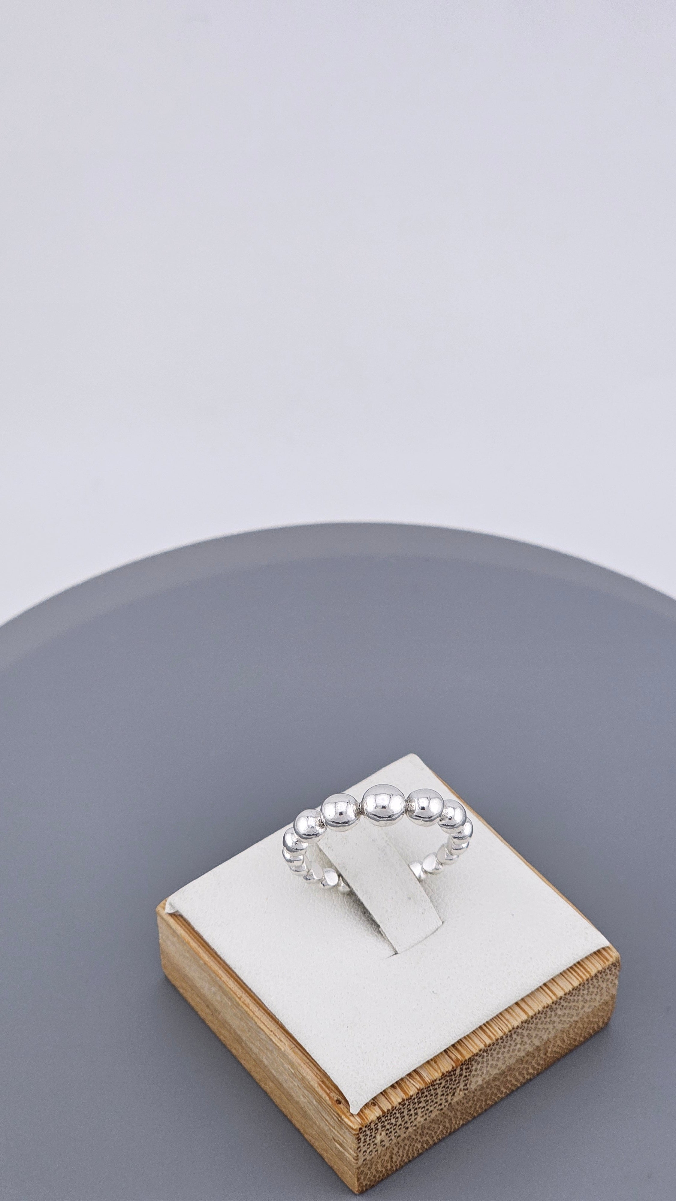 925 Sterling Silver Graduated Beaded Band Ring | Size UK L 1/2