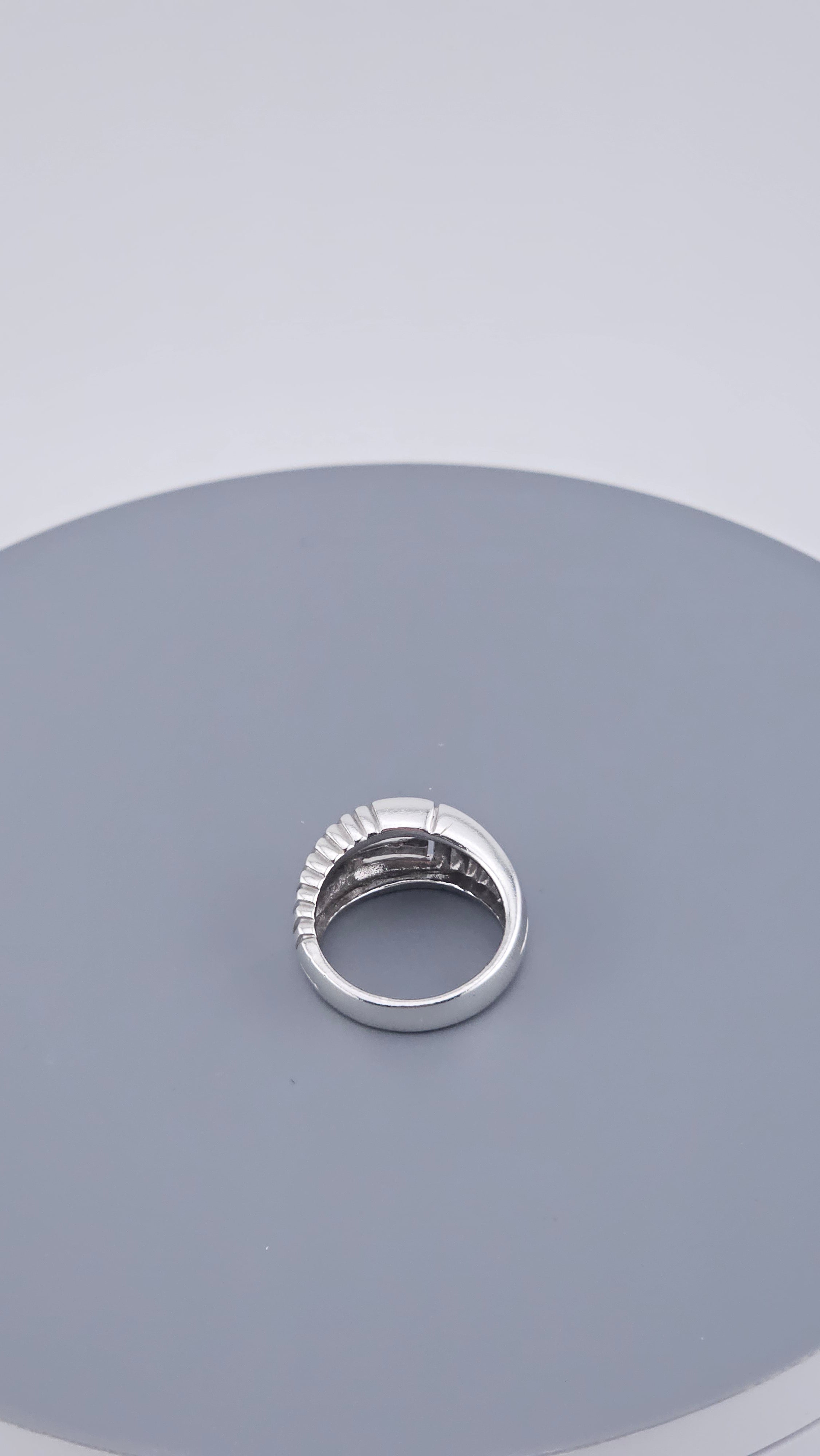 925 Sterling Silver Chunky Greek Key Statement Ring – Size UK O 1/2