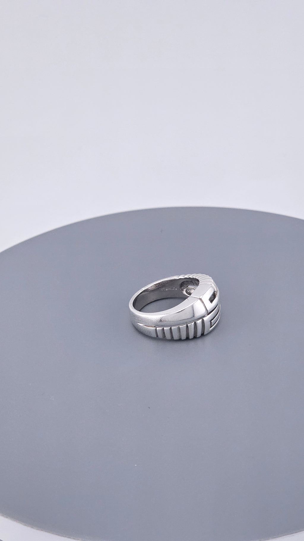 925 Sterling Silver Chunky Greek Key Statement Ring – Size UK O 1/2