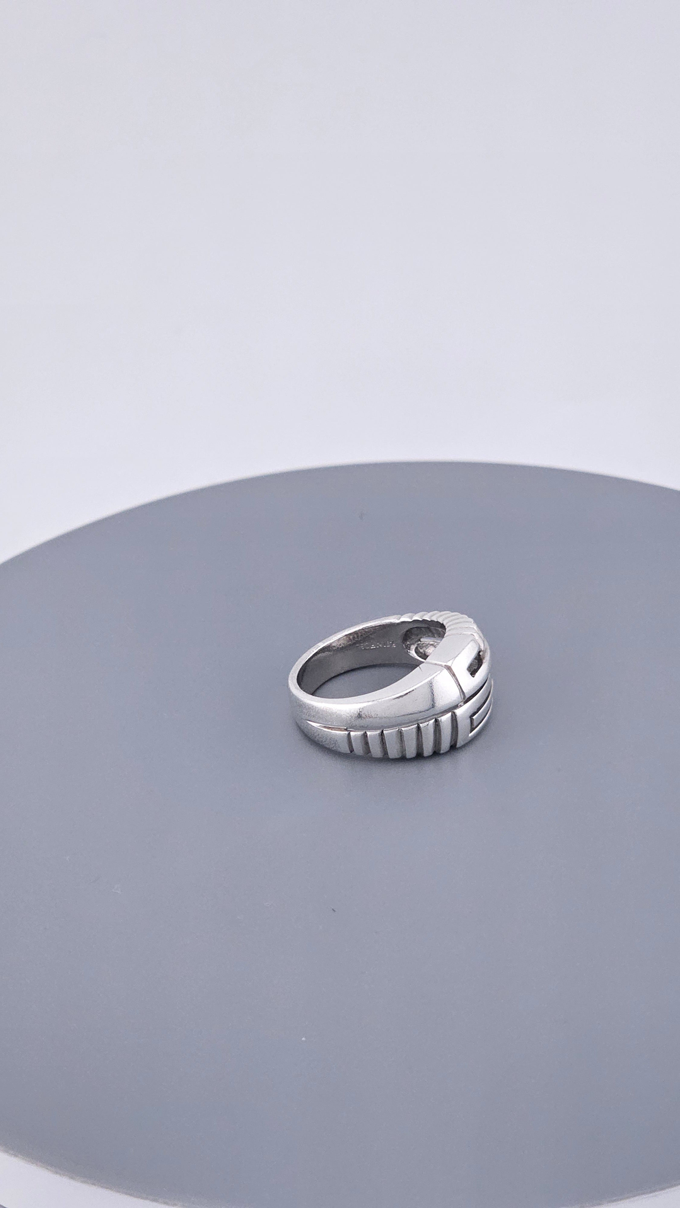 925 Sterling Silver Chunky Greek Key Statement Ring – Size UK O 1/2