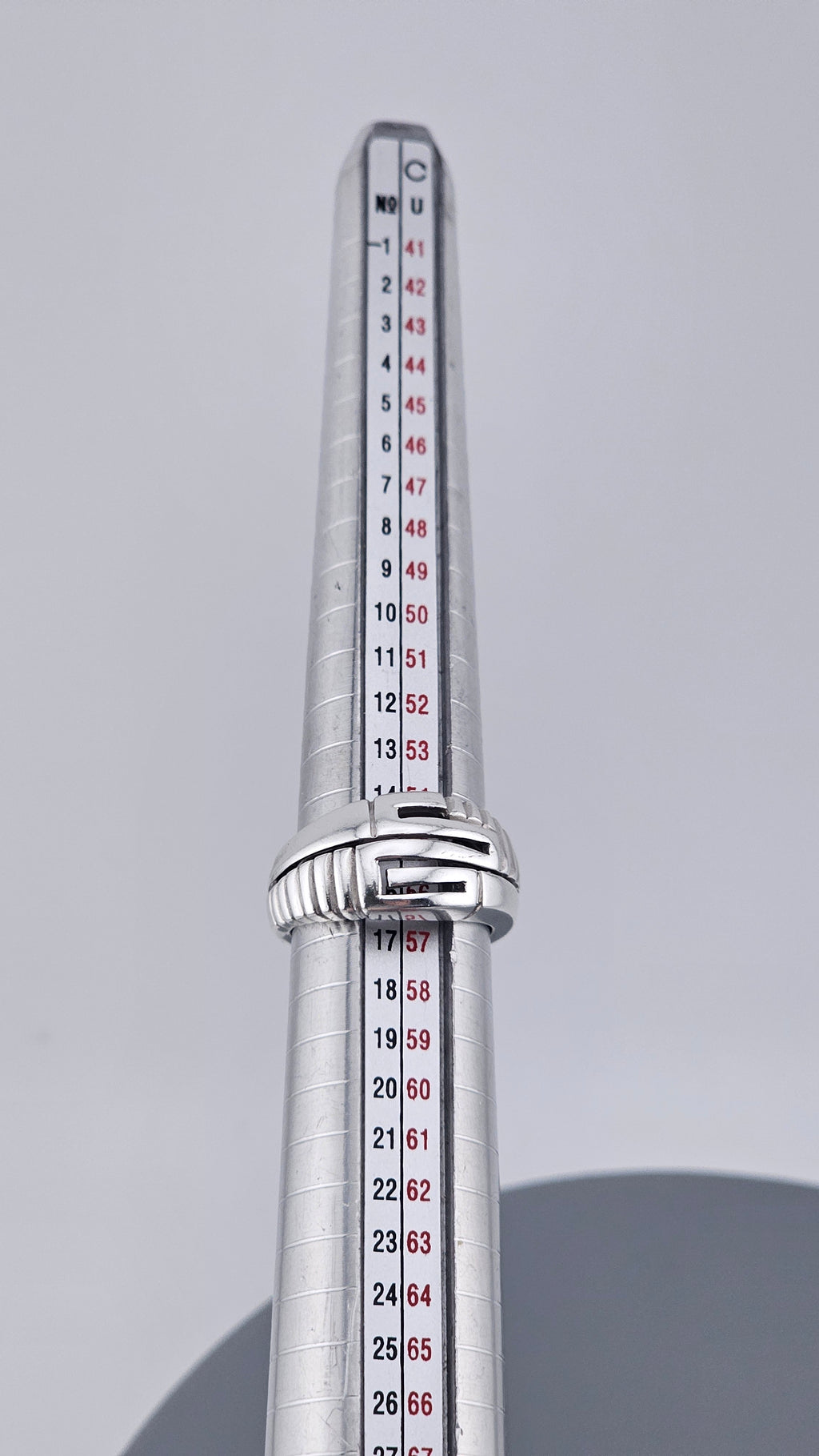 925 Sterling Silver Chunky Greek Key Statement Ring – Size UK O 1/2