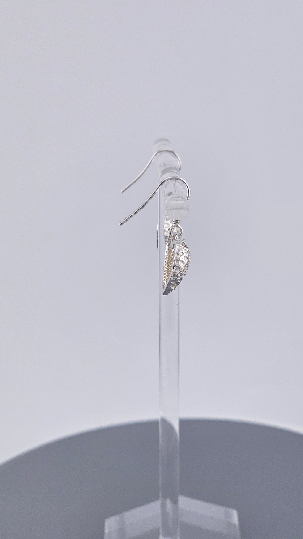 925 Sterling Silver Textured Heart & Cloud Cutout Drop Earrings
