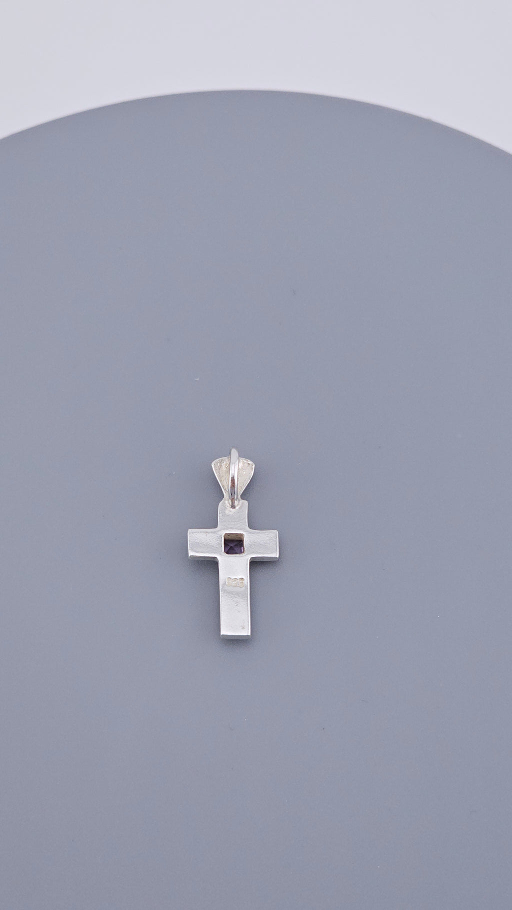 Modern Minimalist 925 Sterling Silver & Square-Cut Amethyst Cross Pendant