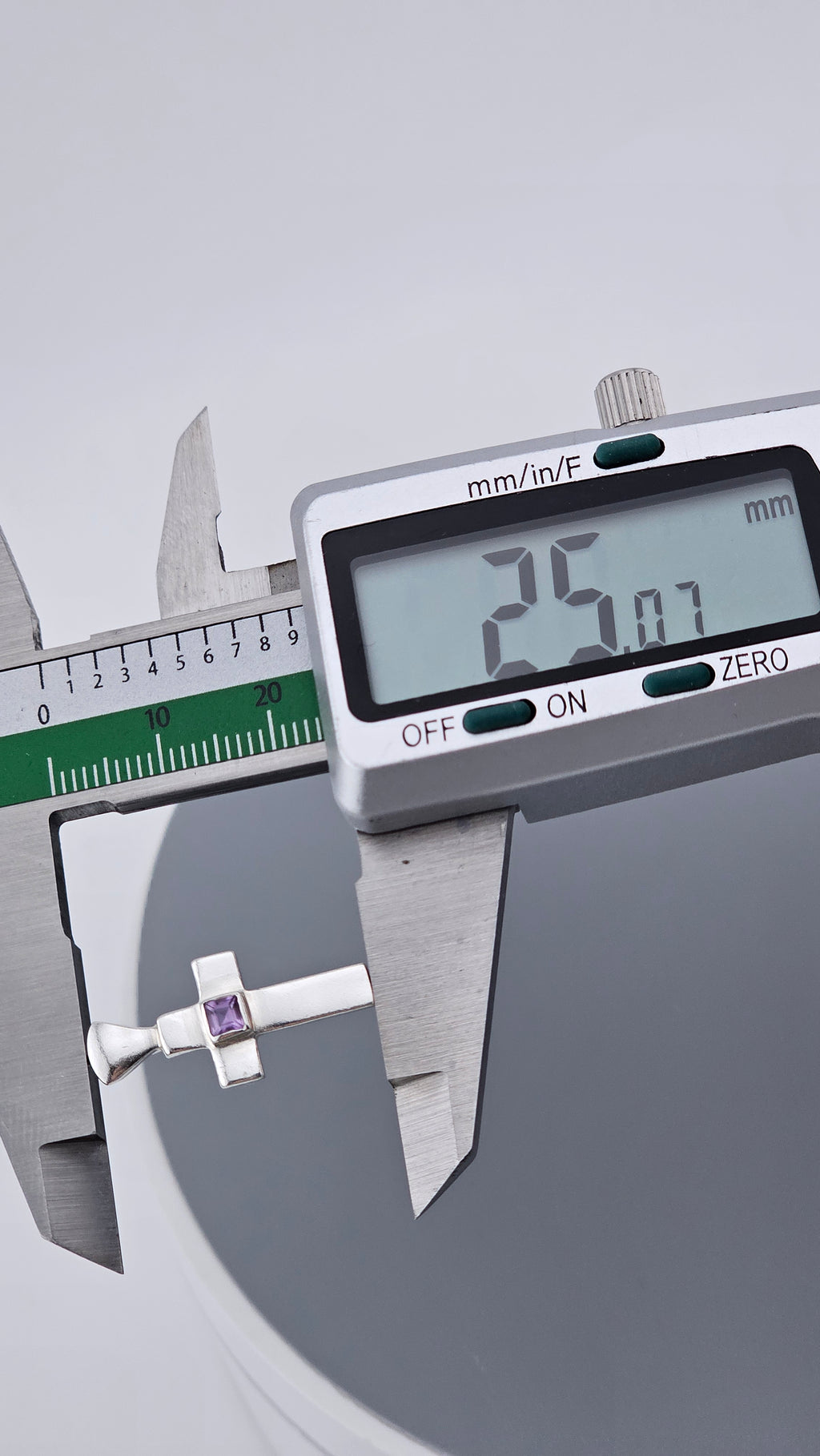 Modern Minimalist 925 Sterling Silver & Square-Cut Amethyst Cross Pendant