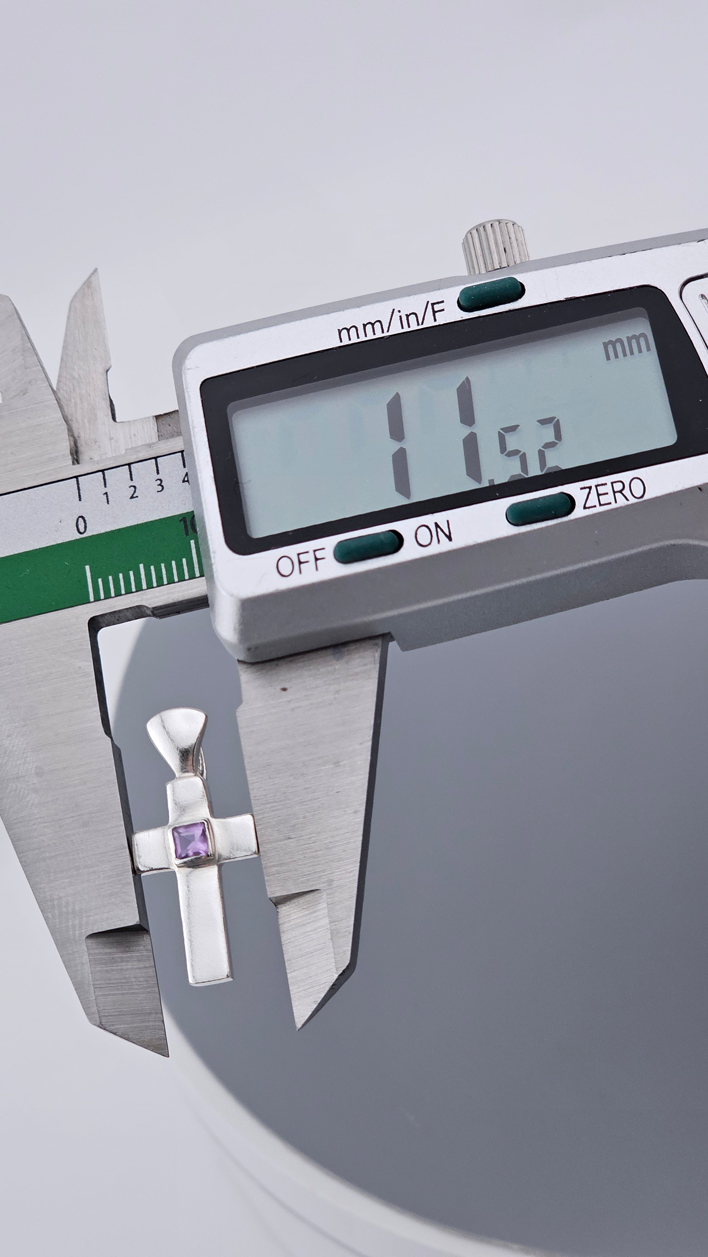 Modern Minimalist 925 Sterling Silver & Square-Cut Amethyst Cross Pendant