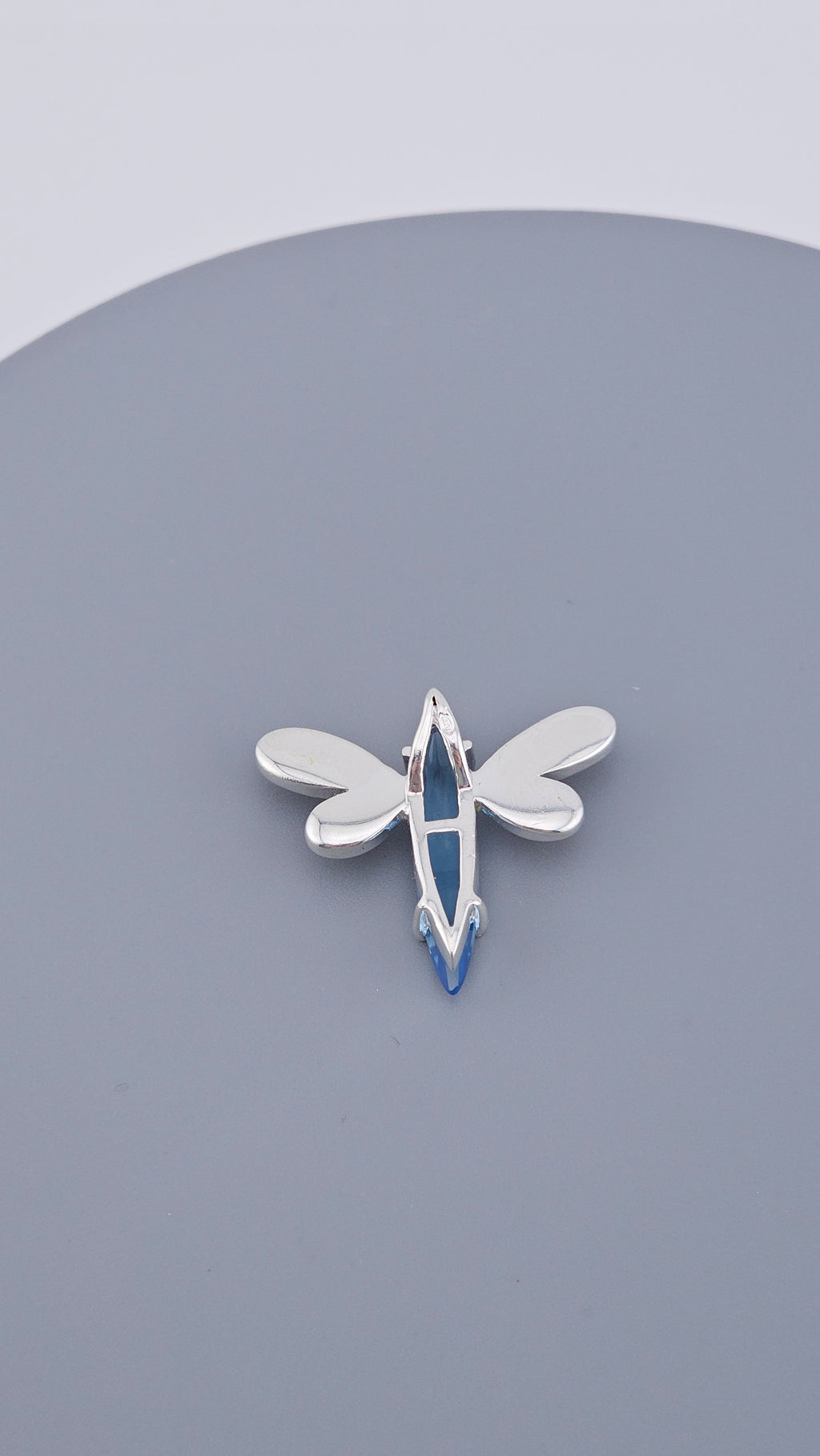 925 Sterling Silver Blue Topaz & Green Enamel Dragonfly Pendant